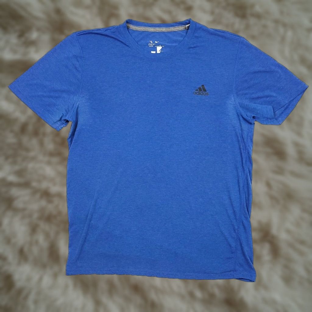 Adidas ADIDAS Shirt Unisex Adults T-Shirt Large Blue Crew Neck Short Sleeve - Active Wear - Used Size US L / EU 52-54 / 3 - 1 Thumbnail