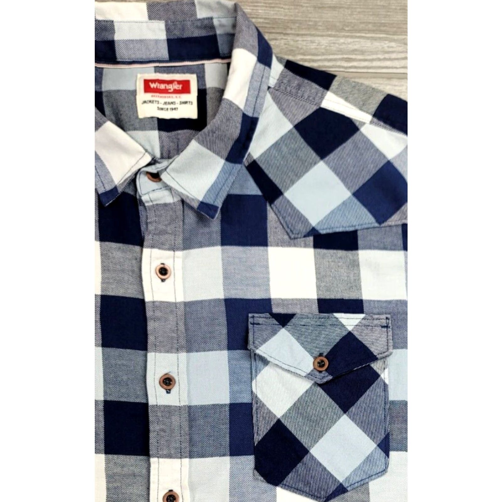 Wrangler Wrangler Shirt Men’s XL Blue White Cowboy Western Flannel Work Shirt Long Sleeve Size US XL / EU 56 / 4 - 3 Thumbnail