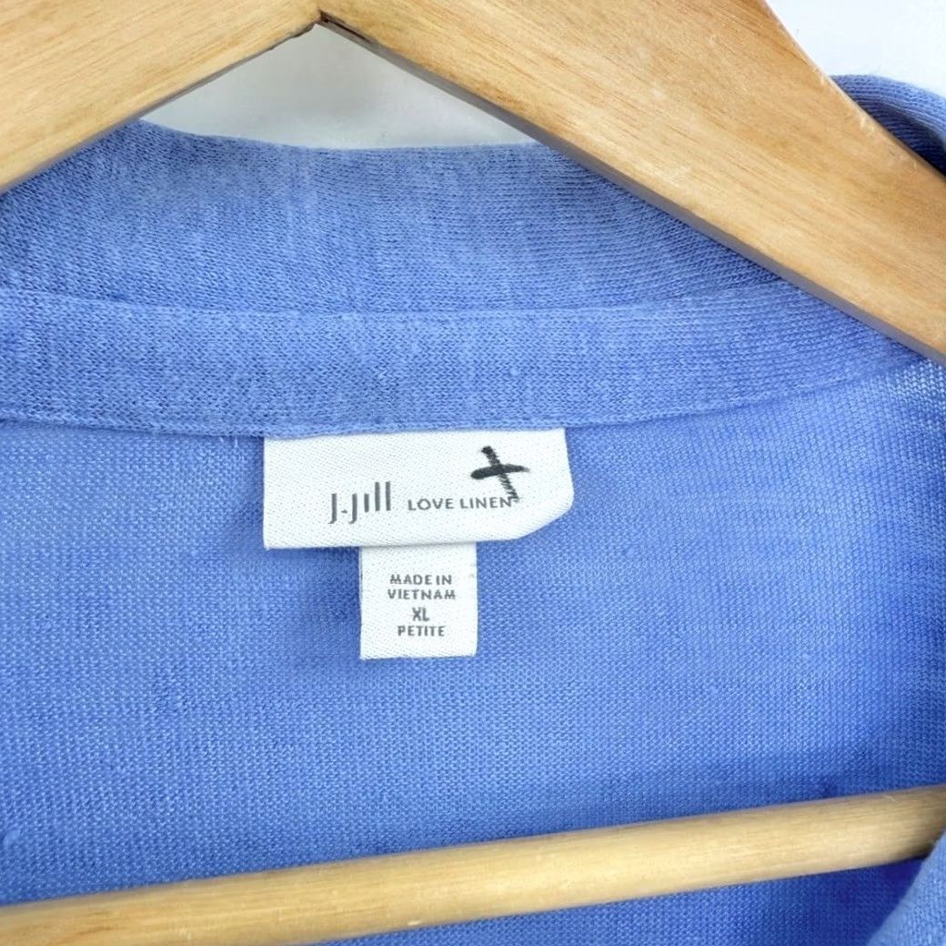 J. Jill J.Jill Love Linen Button Front Shirt XL Petite Long Sleeve Blue Women Bloouse? (note: blouse) Size XL / US 12-14 / IT 48-50 - 3 Thumbnail
