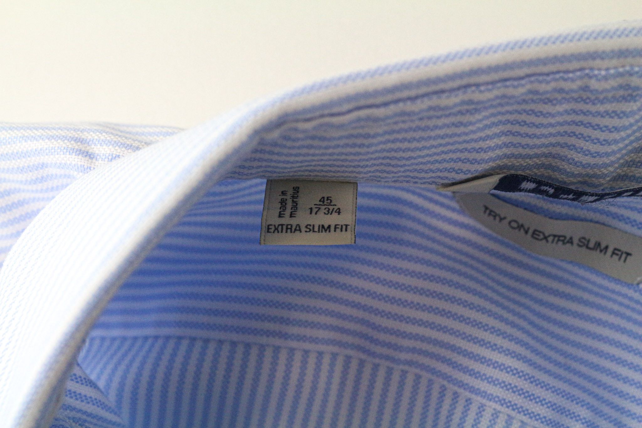 Suitsupply 45/17 3/4 Extra Slim Blue Cotton Stripe Shirt 79245 Size 44R - 5 Thumbnail
