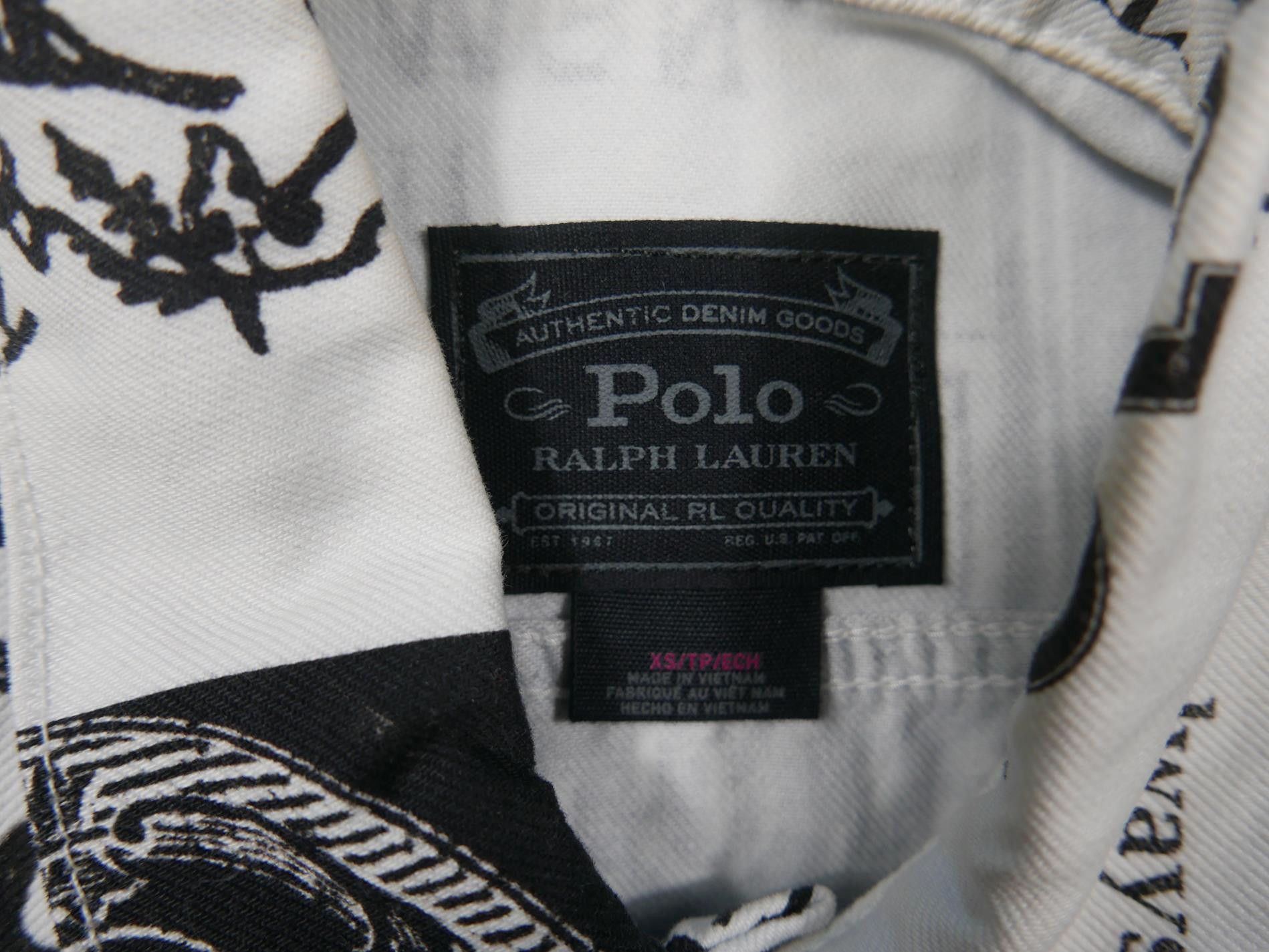 Polo Ralph Lauren Jacket Bomber Newspaper Denim Trucker XS