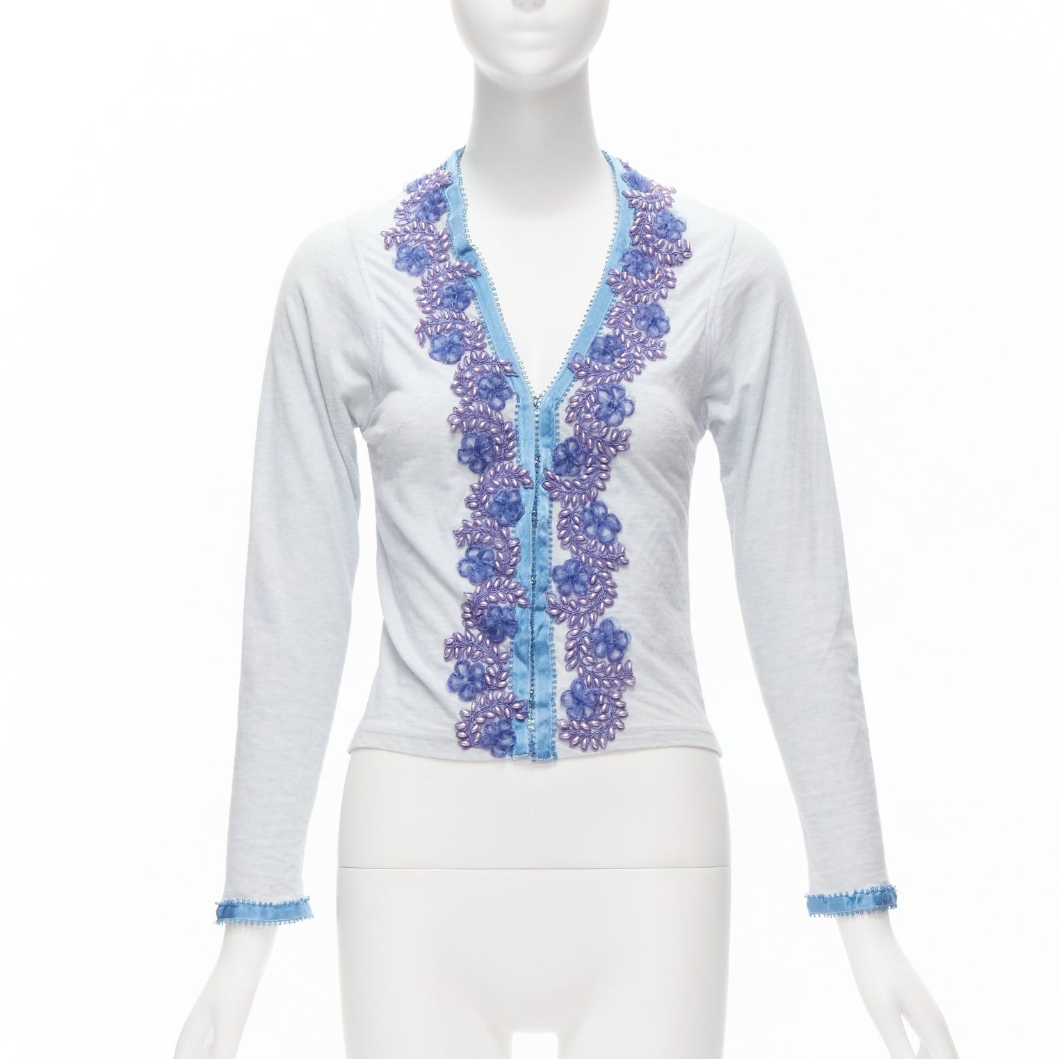Voyage VOYAGE INVEST IN THE ORIGINAL LONDON purple embellishment trim cotton blend cardigan L Size M / US 6-8 / IT 42-44 - 1 Thumbnail