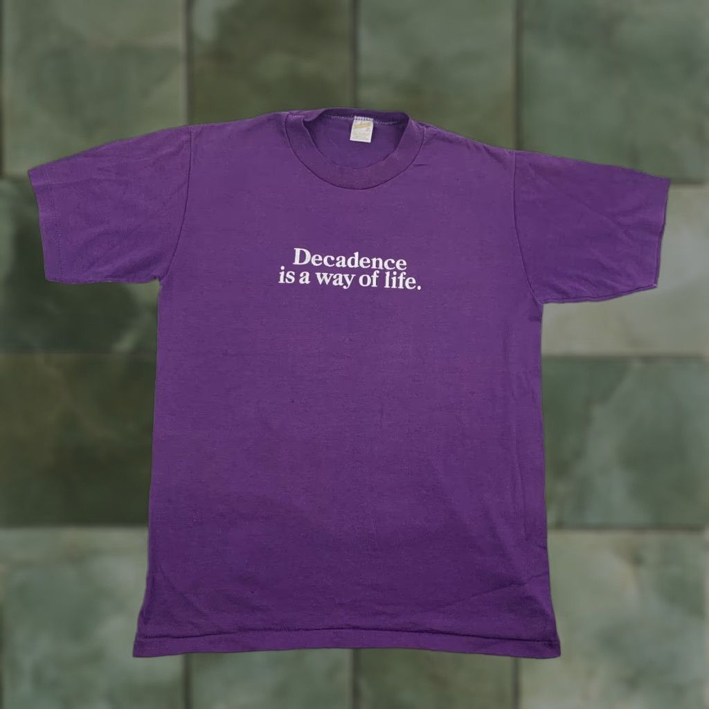 Vintage VINTAGE Sportswear Men T-Shirt Adult Medium Purple Graphic 80s 90s USA Decadence Size US M / EU 48-50 / 2 - 1 Thumbnail