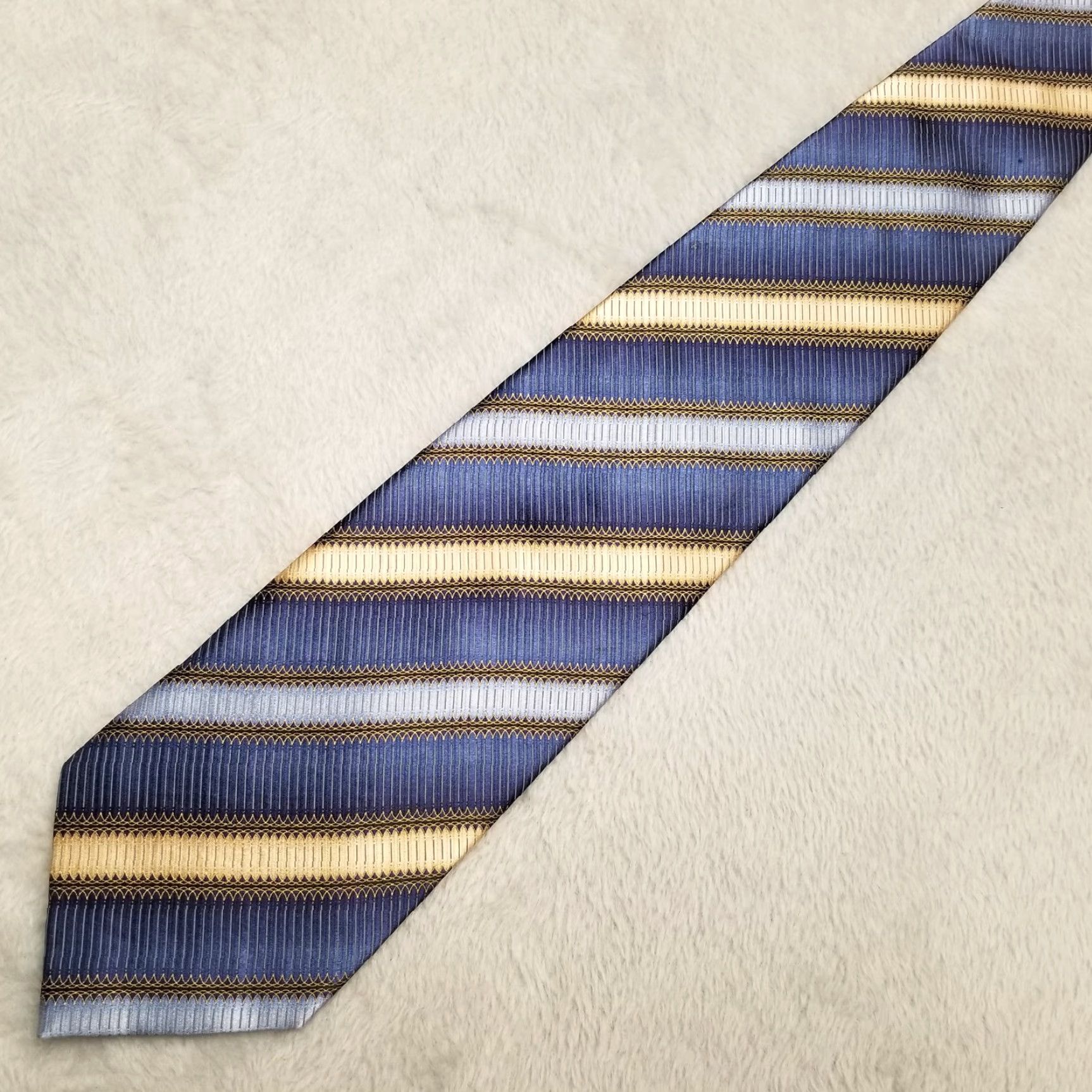 Vintage Adolfo Tie Mens Blue Striped 100% Silk Classic 60" Tie Mens One Size Blue Striped Silk Classic Adolfo Tie Mens Size ONE SIZE - 2 Thumbnail