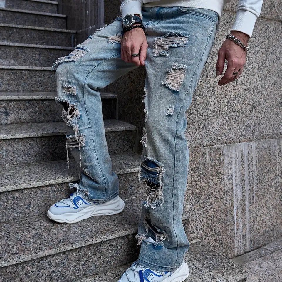 Japanese Brand × Vintage Stylish vintage Loose Men Ripped Straight Jeans Size US 36 / EU 52 - 5 Thumbnail