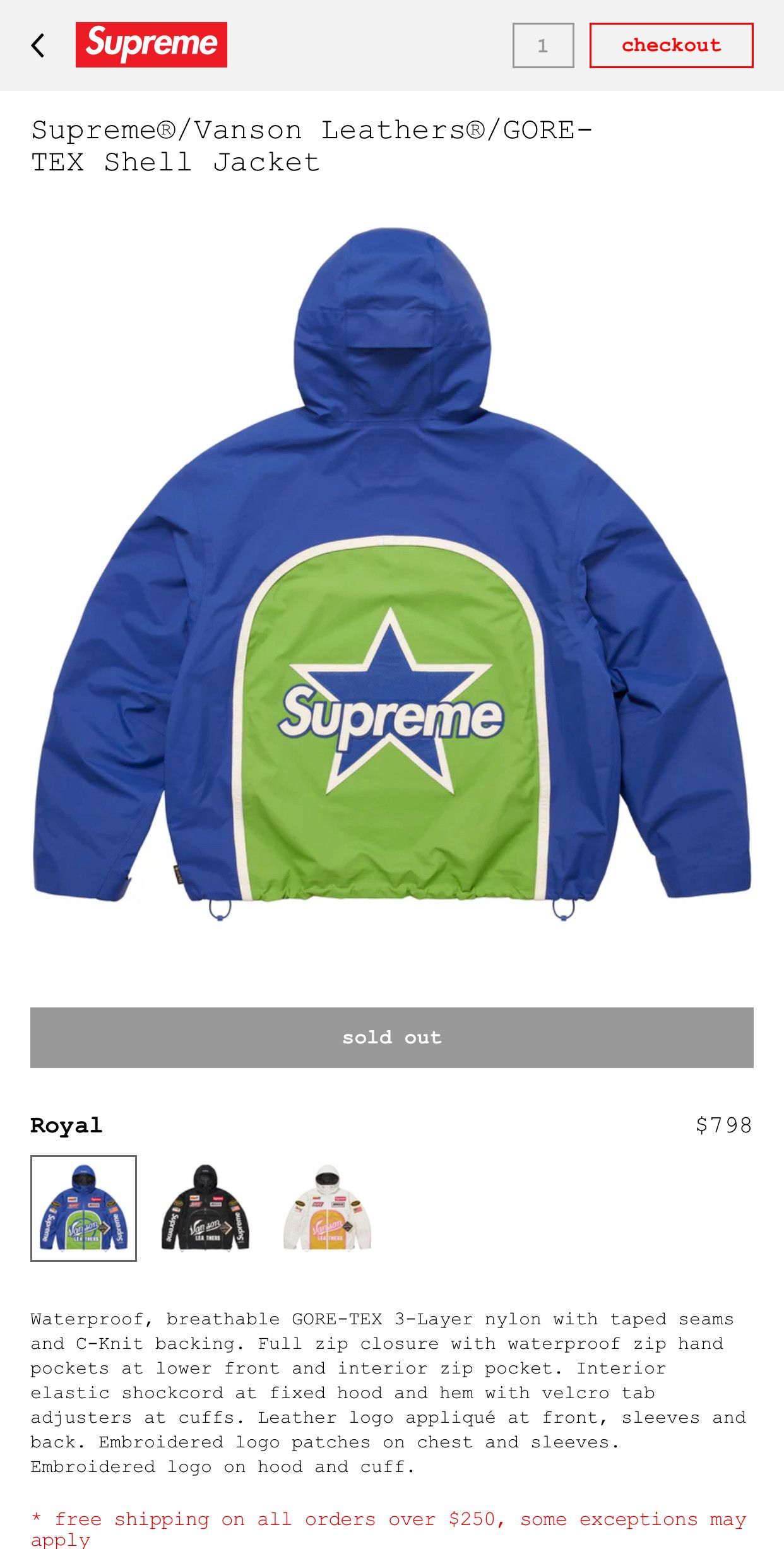 Supreme [In Hand] Supreme x Vanson Leathers GORE-TEX Shell Jacket Size US M / EU 48-50 / 2 - 3 Thumbnail