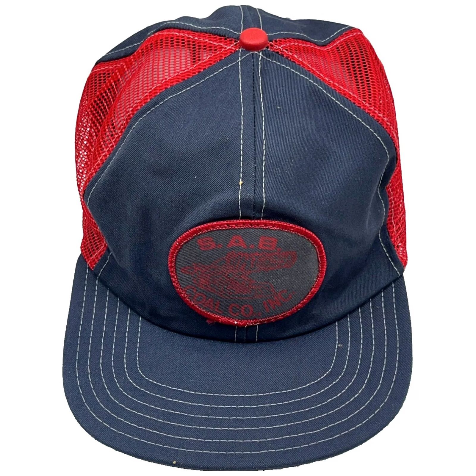 Vintage VINTAGE Coal Mining Trucker Hat Cap Red Blue Made In USA 80s 90s SAB Pinwheel Size ONE SIZE - 2 Thumbnail