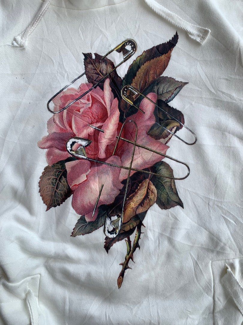 GU GU X Undercover Safety Pin Rose White Hoodie Size US XL / EU 56 / 4 - 3 Thumbnail