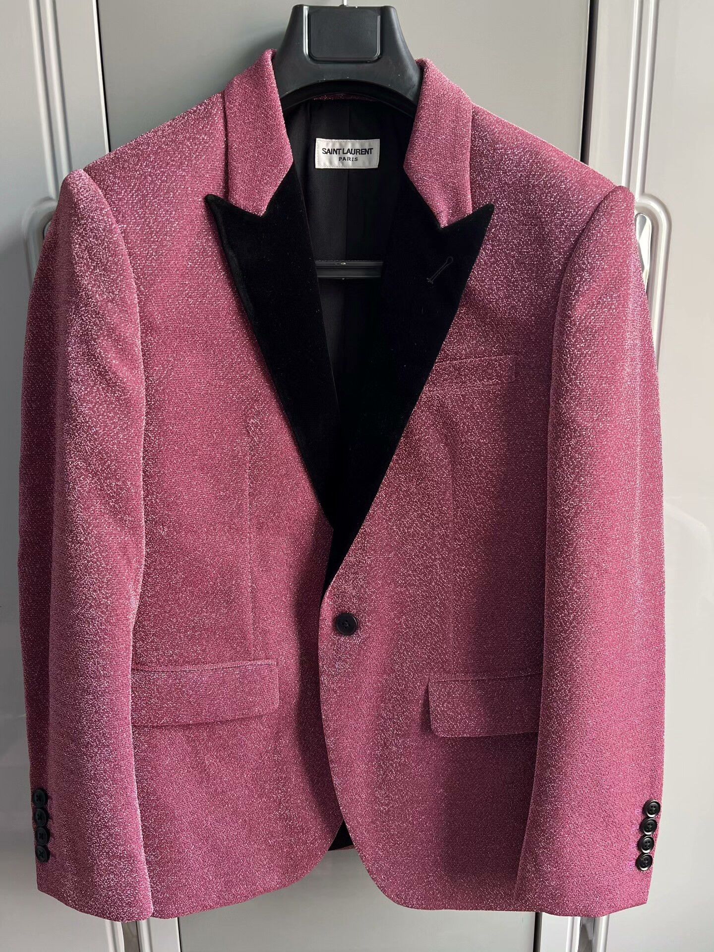 Saint Laurent Paris Saint Laurent Pink Glitter Blazer Size US S / EU 44-46 / 1 - 1 Thumbnail