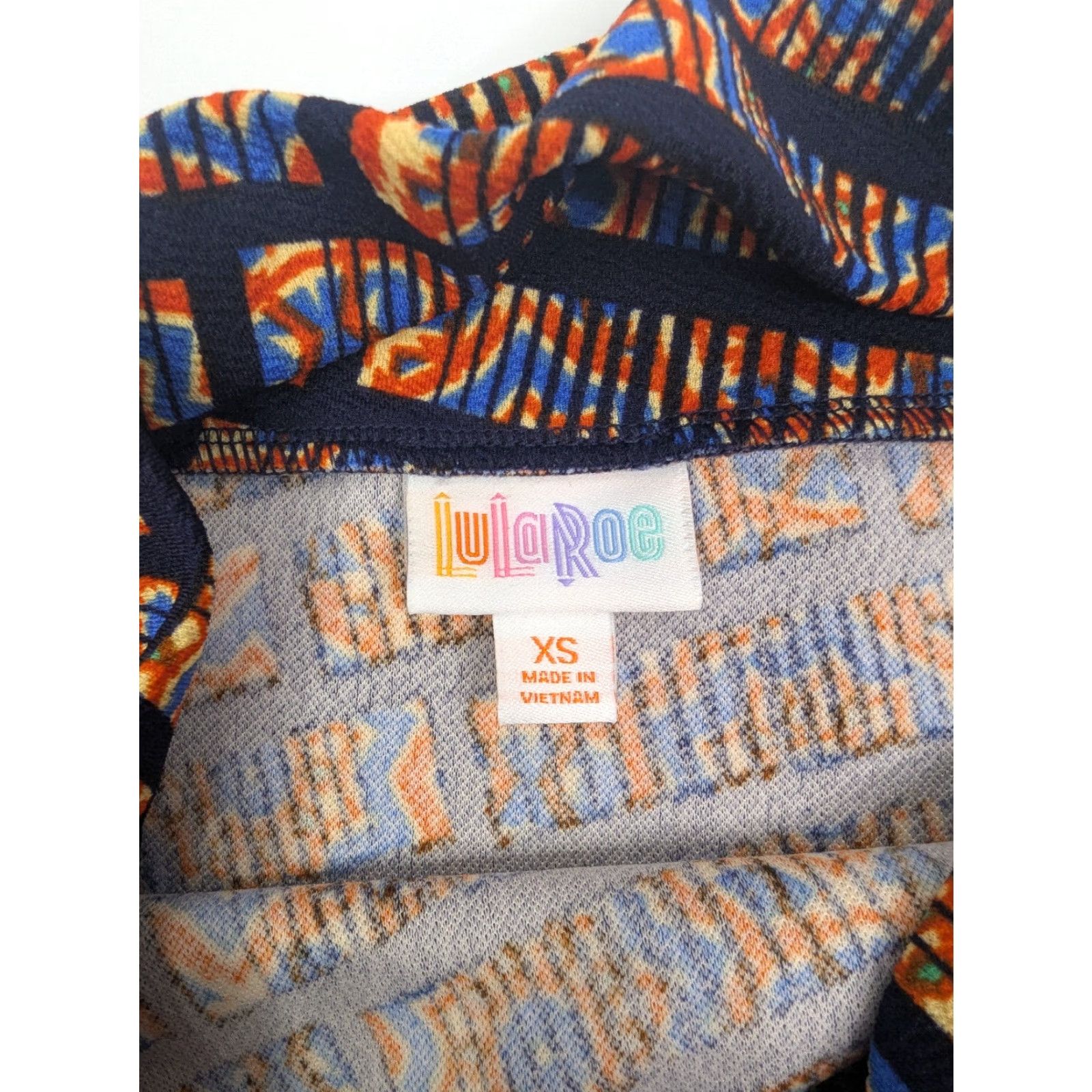 Vintage NWT LuLaRoe Cassie Pull-On Midi Skirt XS Orange Geometric Print Rectangle Aztec Size 26" / US 2 / IT 38 - 5 Thumbnail