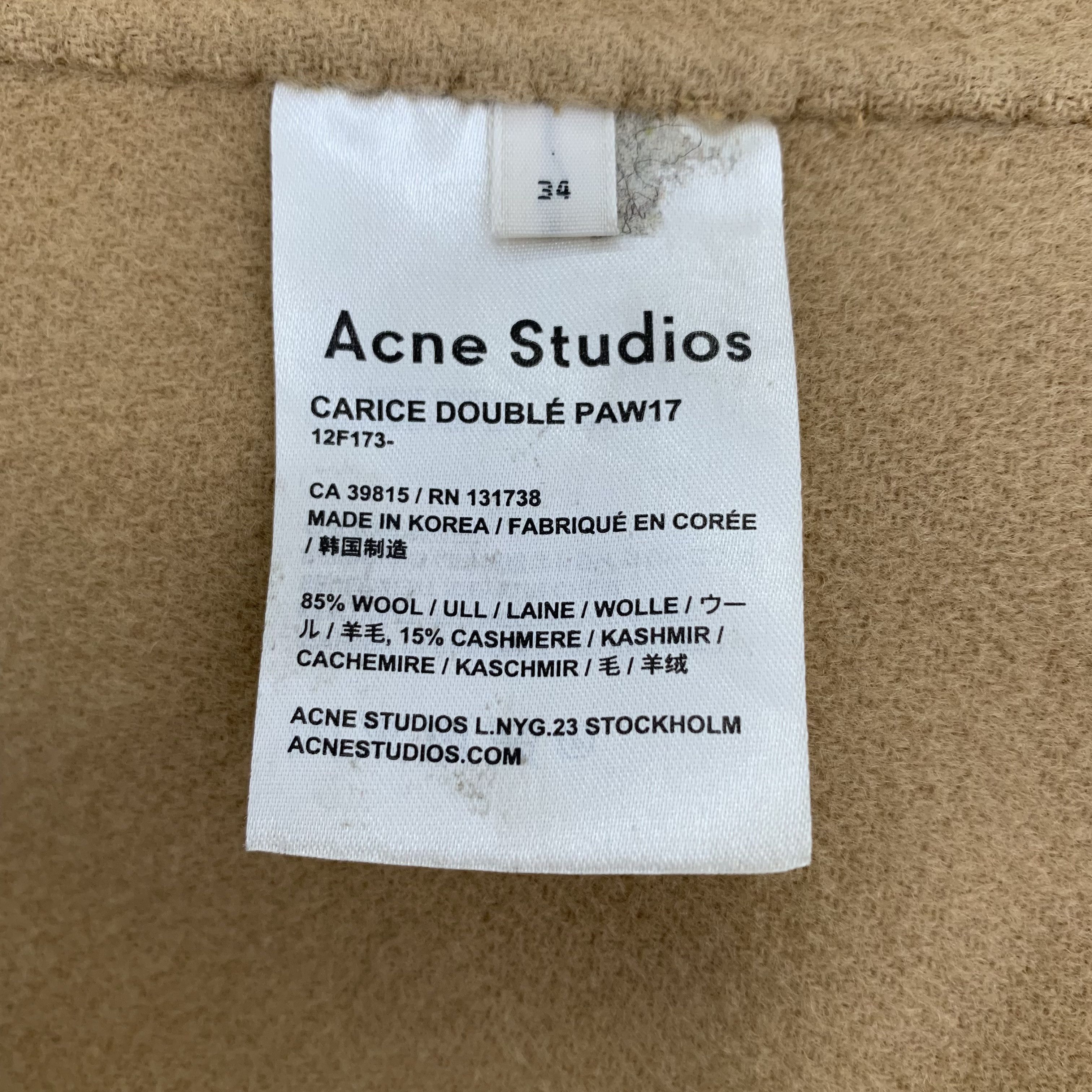 Acne Studios Wool Belted Coat Brown (Size XXS)