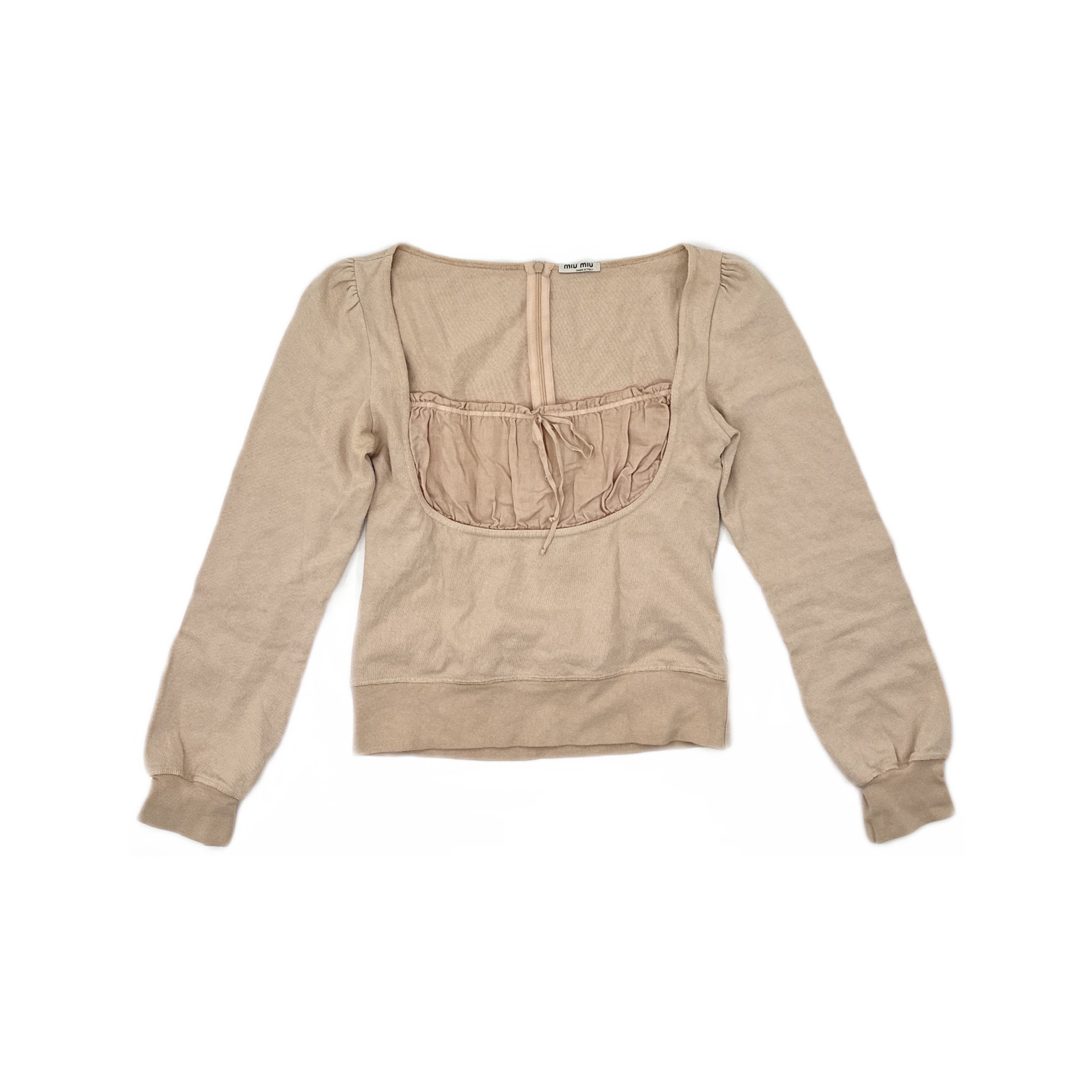 Miu Miu Miu Miu Pink Ruched Long Sleeve T-Shirt Size M Size M / US 6-8 / IT 42-44 - 1 Thumbnail
