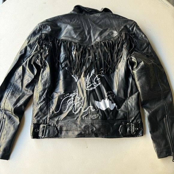Designer × Pink Dolphin NWT PINK DOLPHIN BLACK LEATHER JACKET SZ SMALL S Size US S / EU 44-46 / 1 - 2 Thumbnail