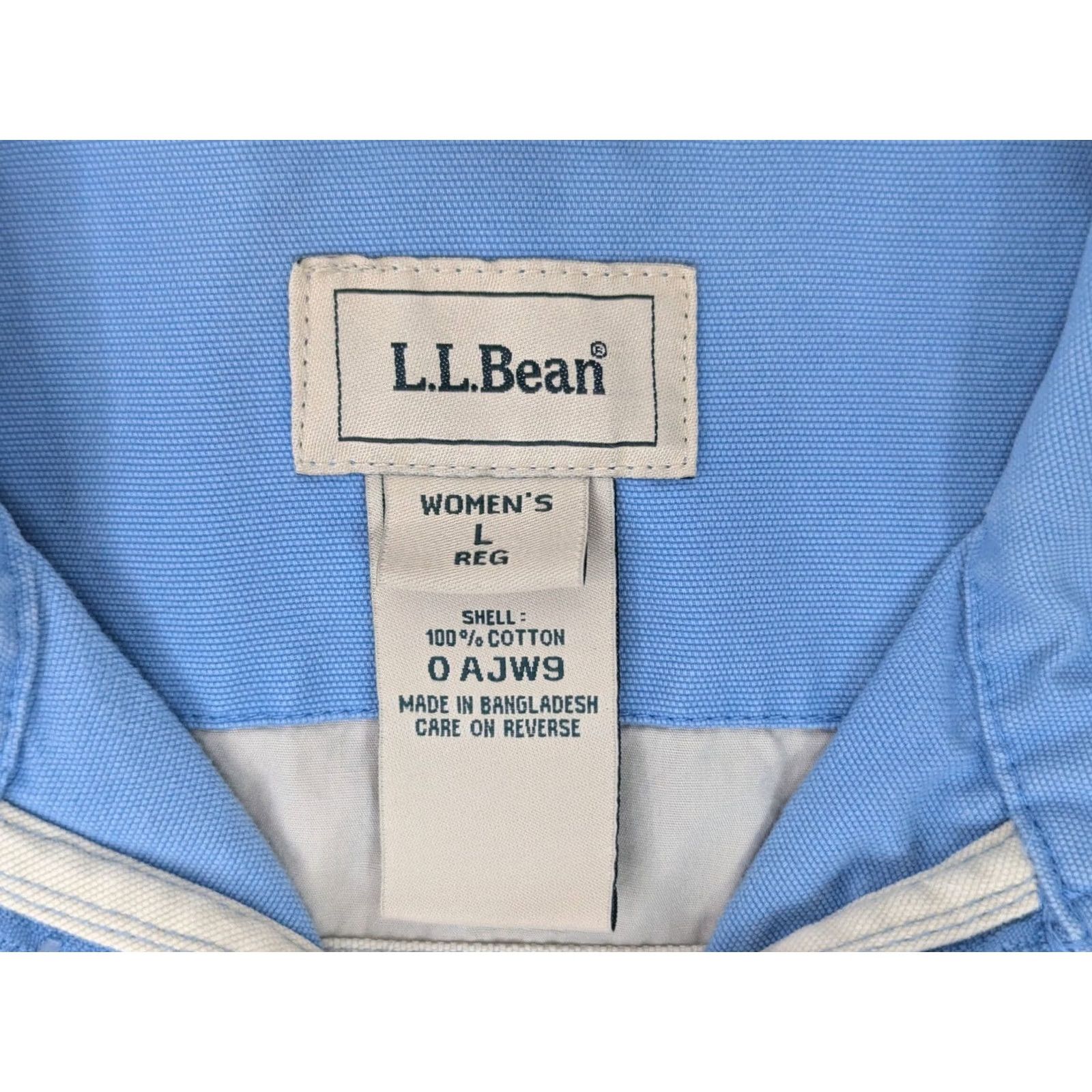 Vintage LL Bean Field Barn Chore Canvas Jacket Women L-Regular, Sky Blue Full Zip 0AJW9 Work Size L / US 10 / IT 46 - 4 Thumbnail