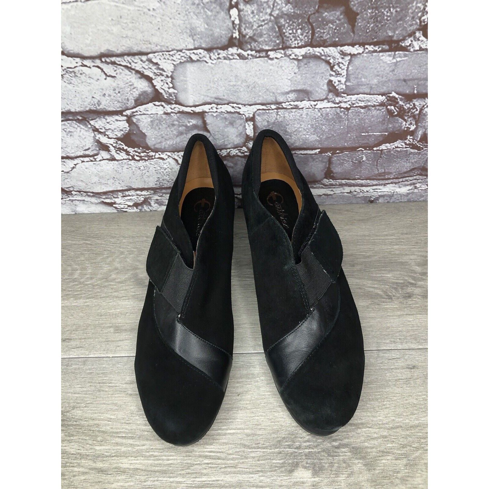 Other Earthies Bondy Black Suede Leather Strap Wedge Booties Women Size US 9 / IT 39 - 19 Thumbnail