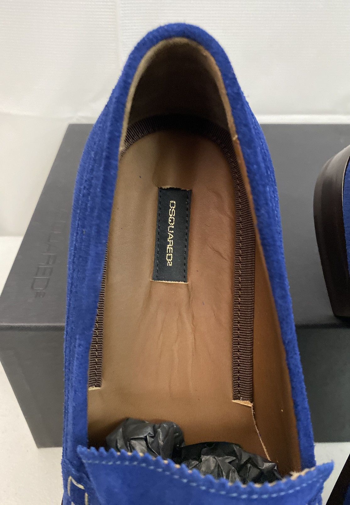 Dsquared2 Dsquared2 🇮🇹 Blue Velour Suede Uni Penny Loafer 8.5 NEW Size US 8.5 / EU 41-42 - 2 Thumbnail