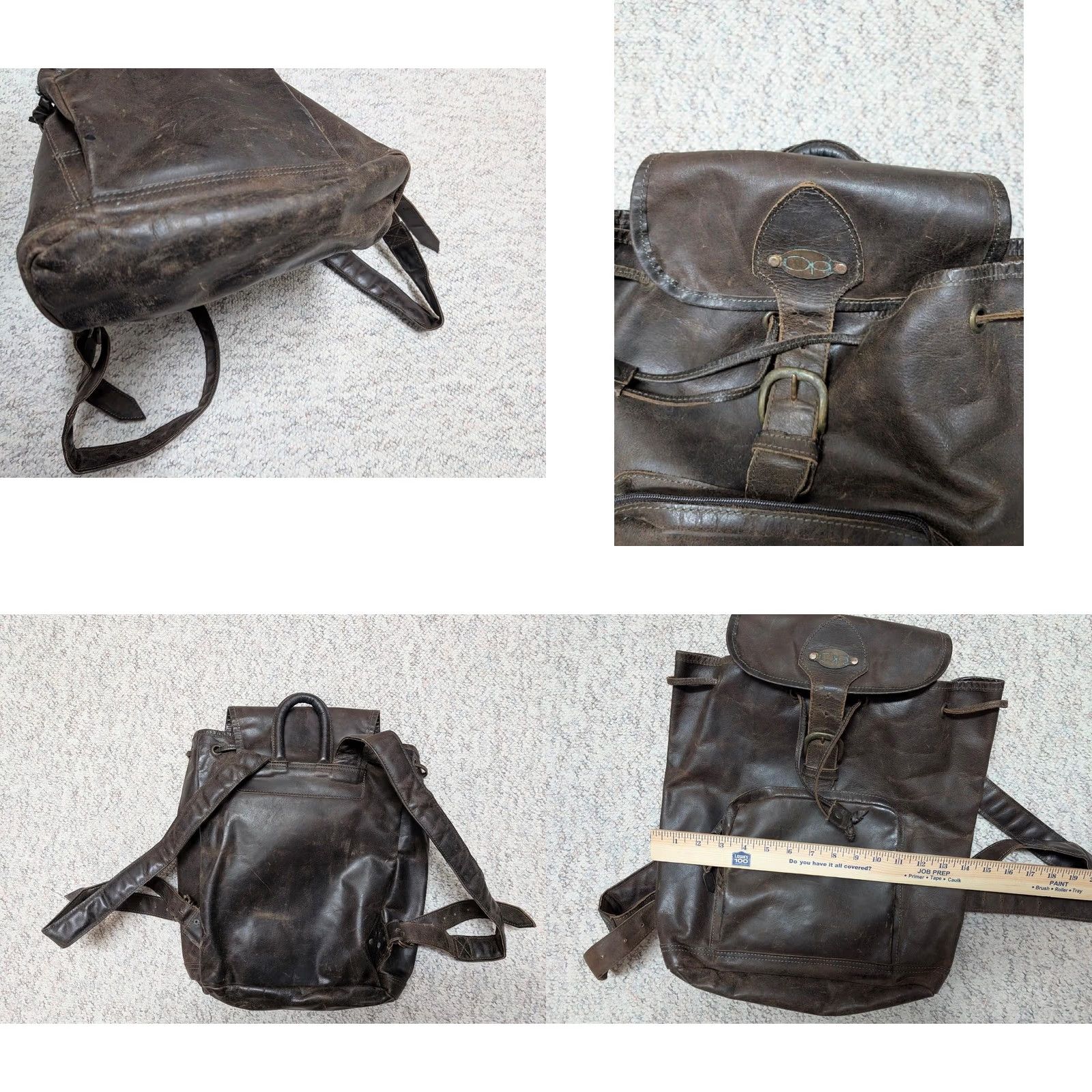 Ocean Pacific VINTAGE Ocean Pacific backpack OP brown leather cowhide bag 1990s medium unisex adults Size ONE SIZE - 8 Thumbnail