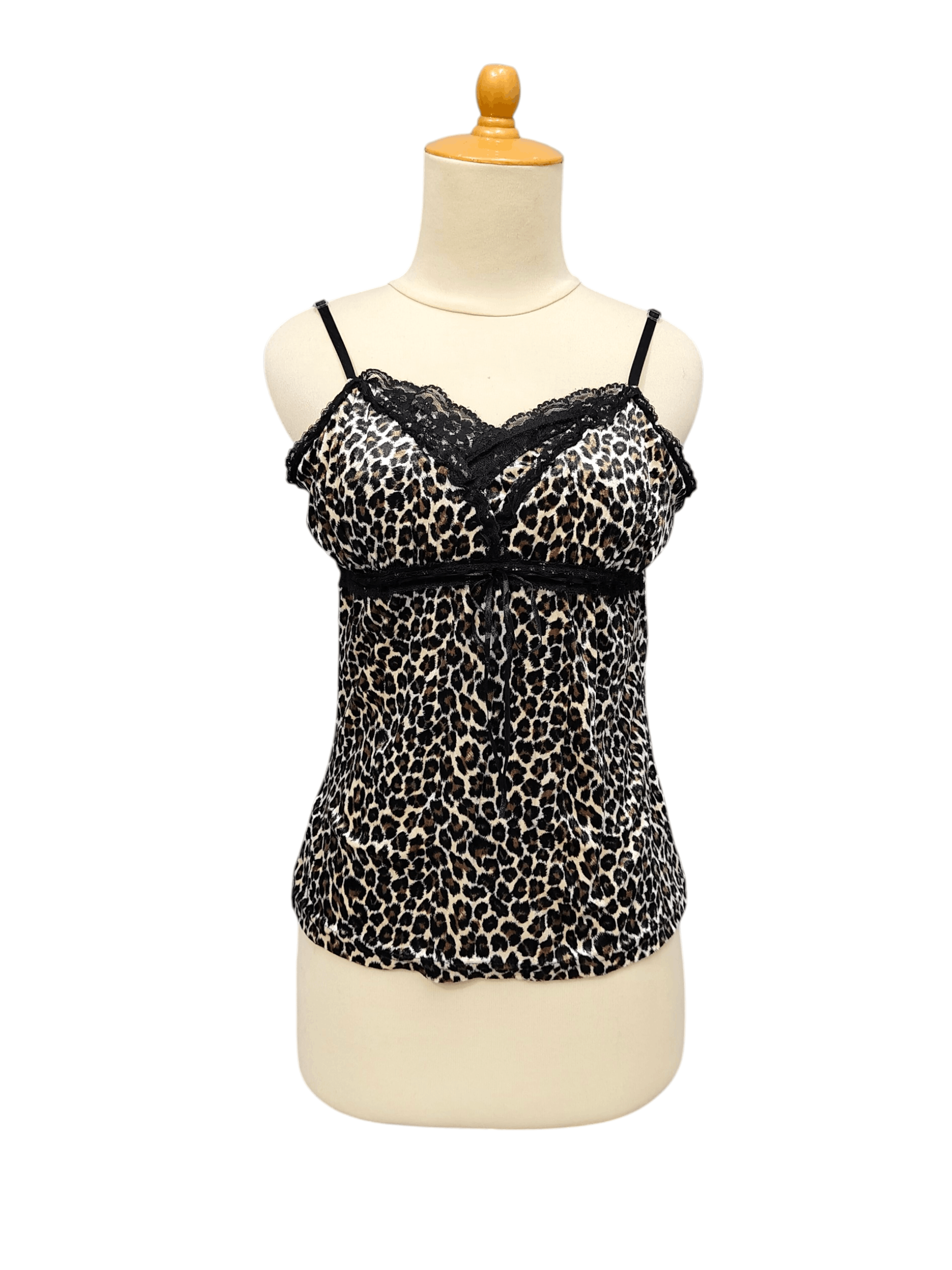 Japanese Brand ALBUM🇯🇵 Glam Rock Leopard Print Lace Trim Babydoll Size M / US 6-8 / IT 42-44 - 1 Thumbnail