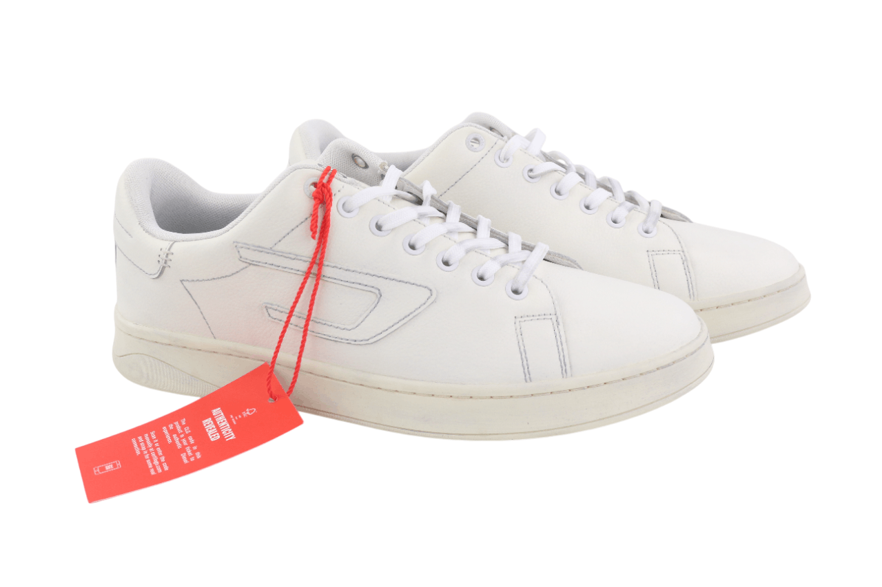 Diesel S-ATHENE LOW EU44 White Leather Lace Light Logo 40554 Size US 10.5 / EU 43-44 - 4 Thumbnail