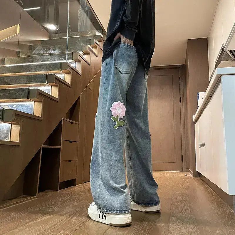 Japanese Brand Retro loose straight leg wide leg jeans Size US 32 / EU 48 - 3 Thumbnail