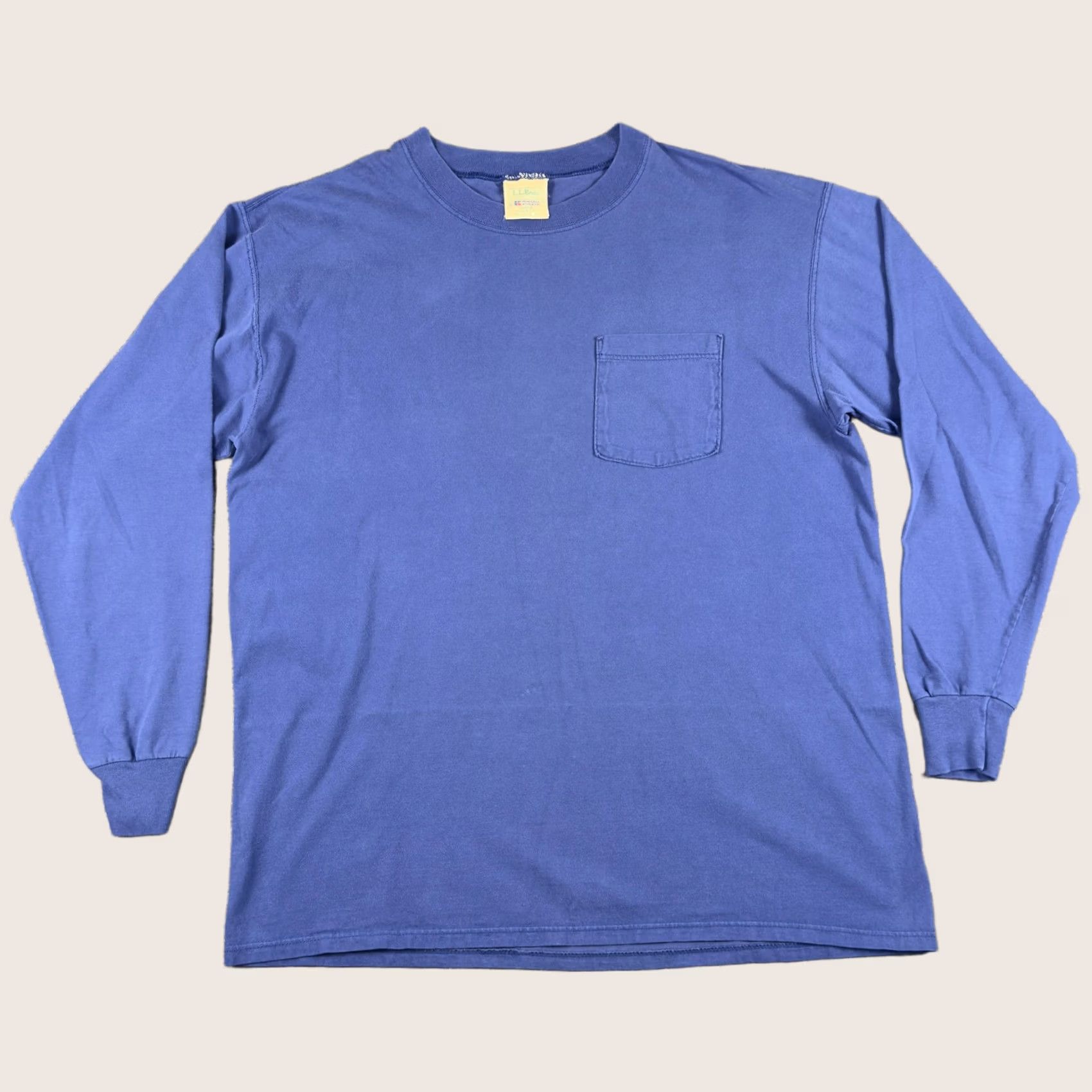 VINTAGE L.L.Bean Russell Athletics Shirt Mens Large Blue Long Sleeve Pocket