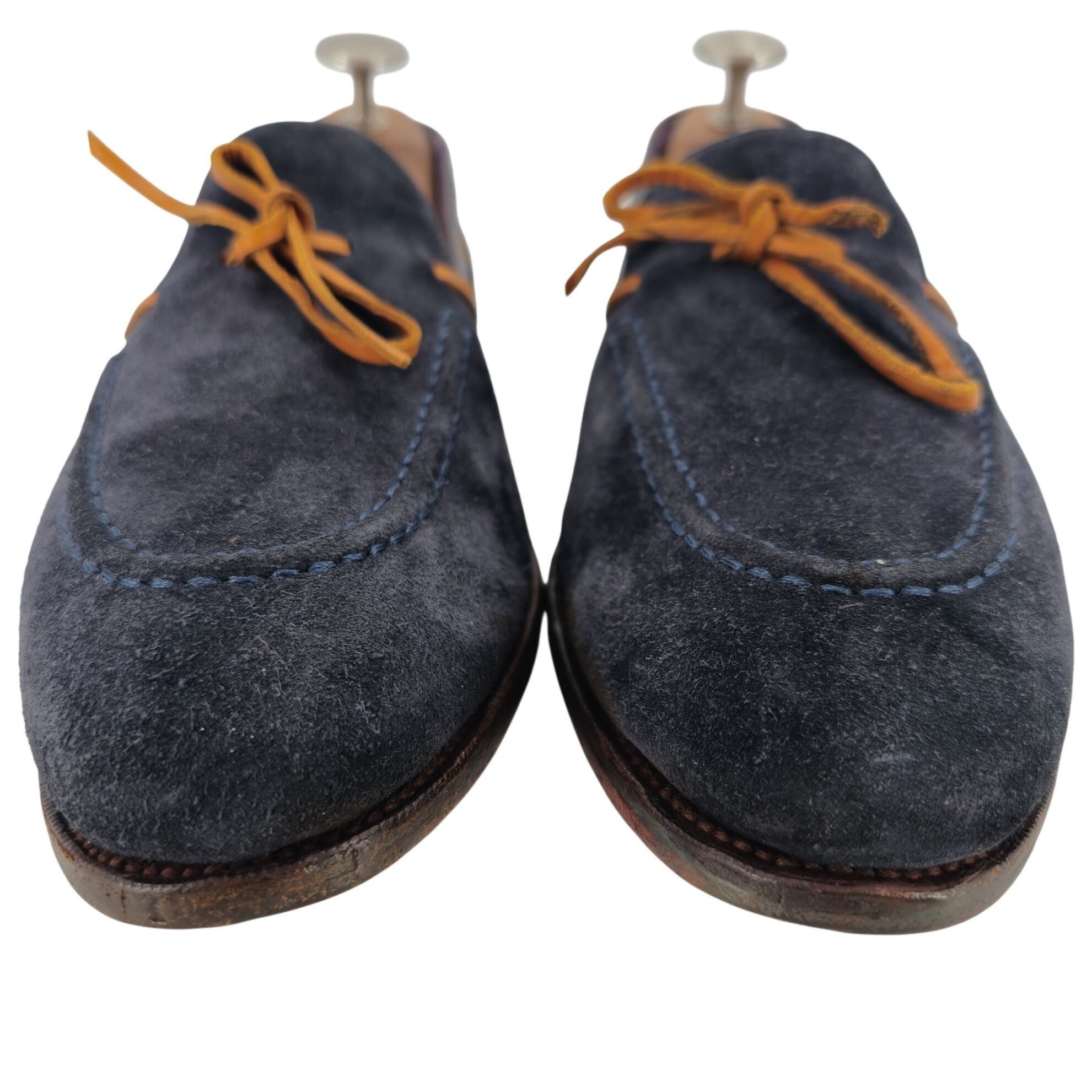 Carmina Carmina Shoemaker Mens 10 Navy Blue Suede Dress Shoes Loafer Size US 10 / EU 43 - 11 Thumbnail
