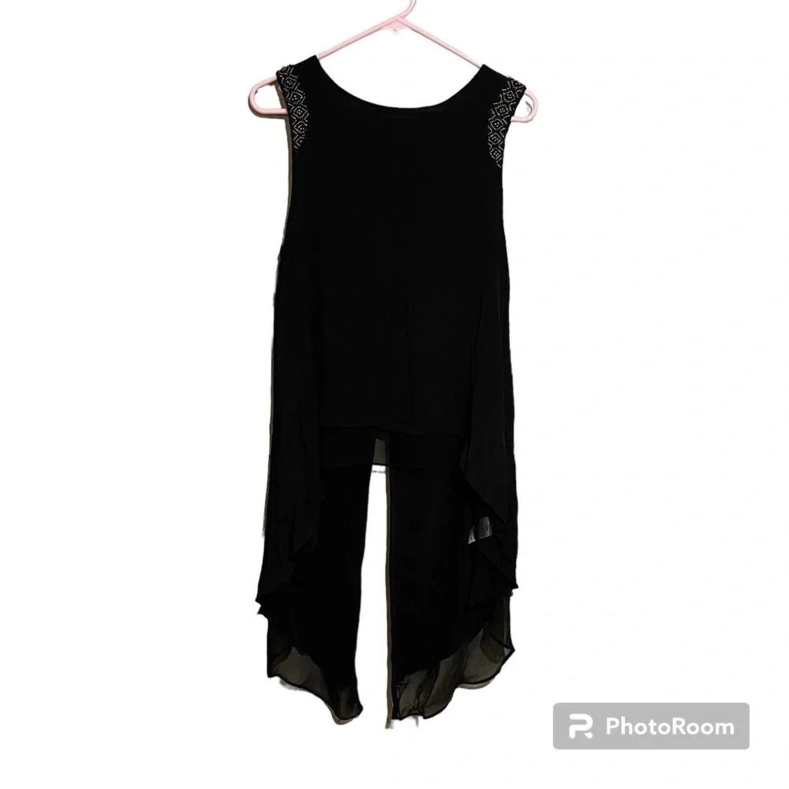 Miss Me Miss Me Black Tie Up Open Back Beaded Tank Top Sz M - NWT Size M / US 6-8 / IT 42-44 - 1 Thumbnail