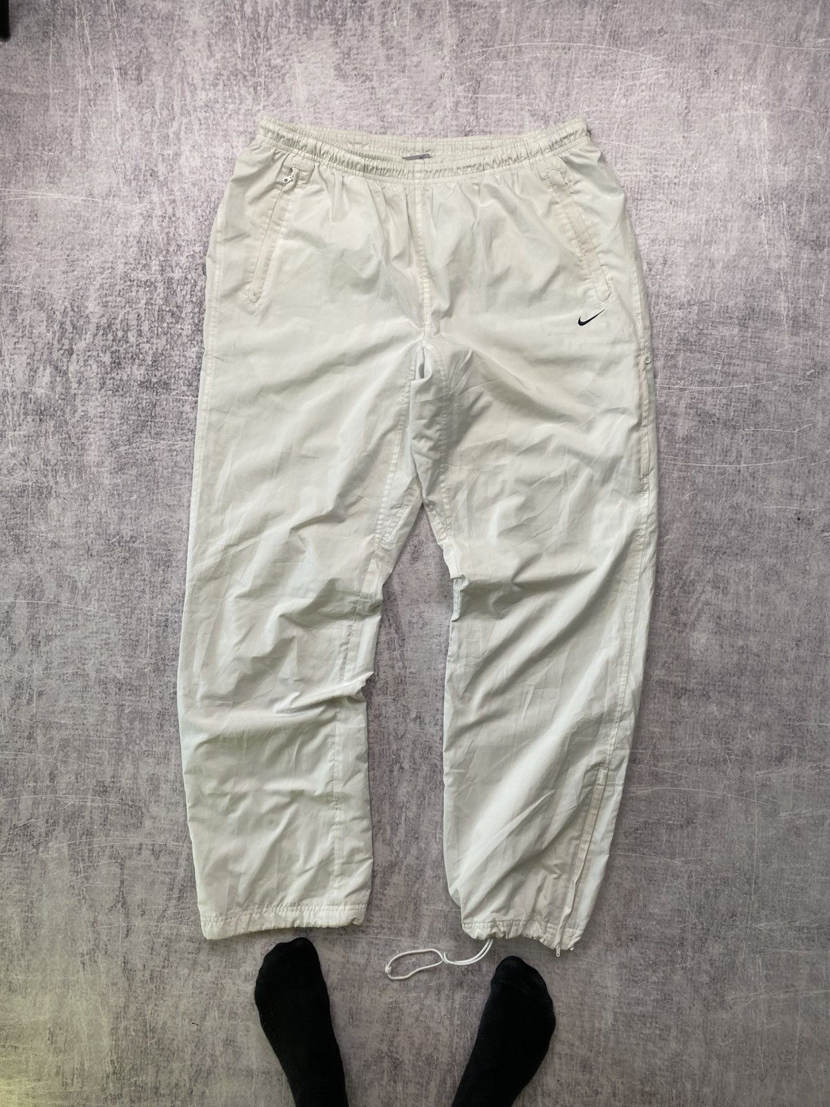 Nike Vintage white nylon Nike parachute sweatpants Size US 33 - 1 Thumbnail