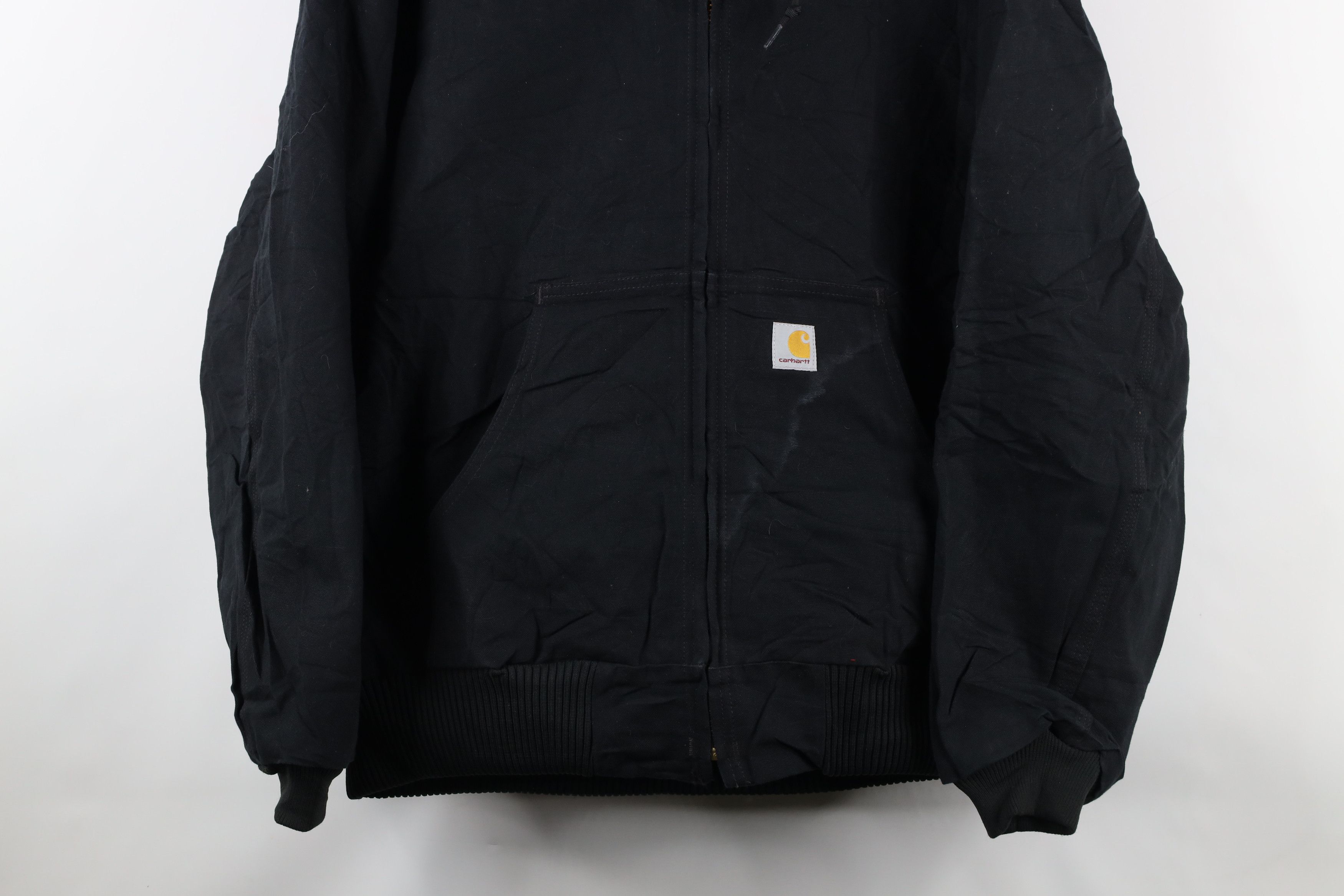 Carhartt × Vintage Vintage Carhartt Spell Out Quilted Hooded Jacket Black USA Size US XL / EU 56 / 4 - 3 Thumbnail