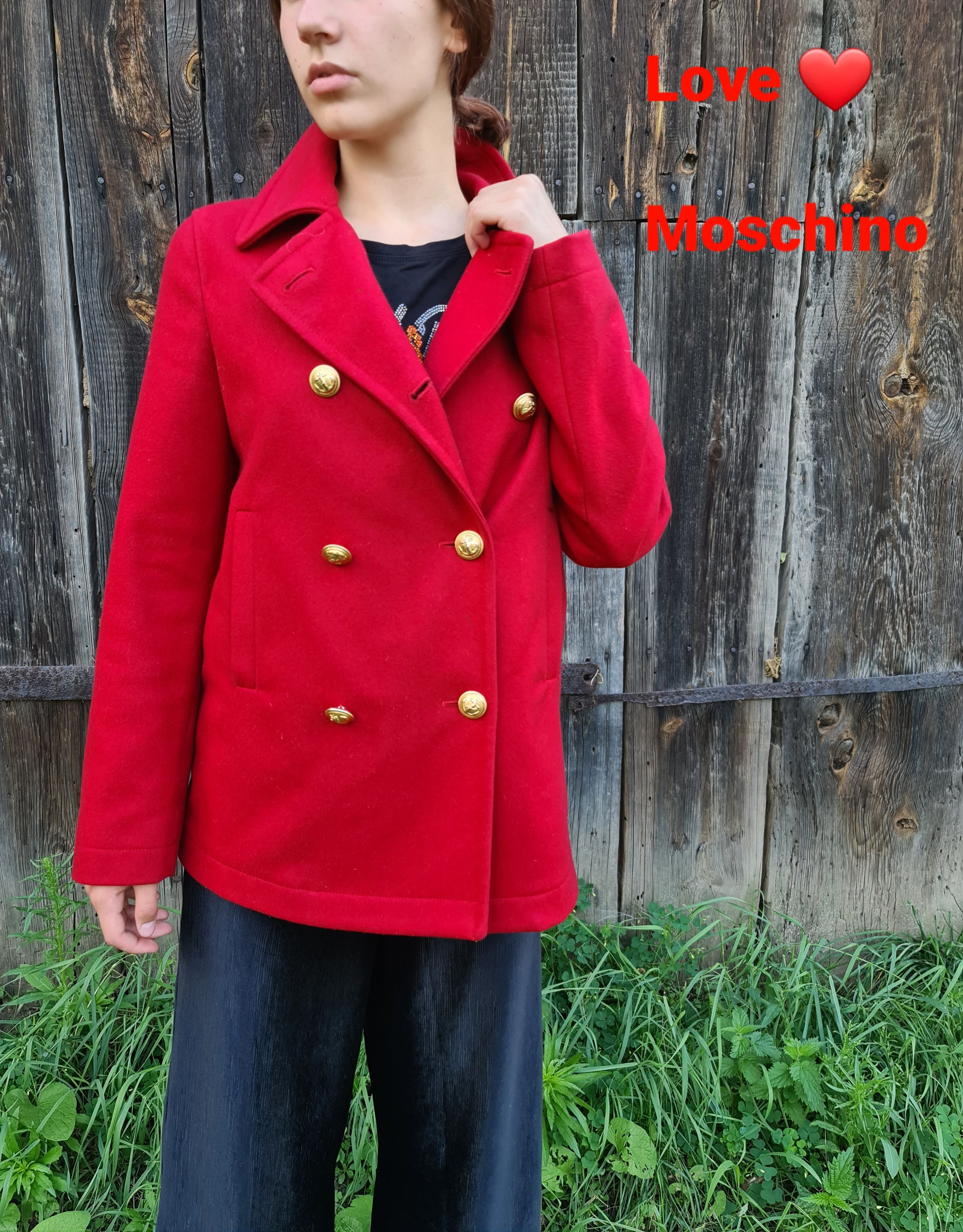 image of Boutique Moschino x Love Moschino Red Coat, Women's (Size Medium)