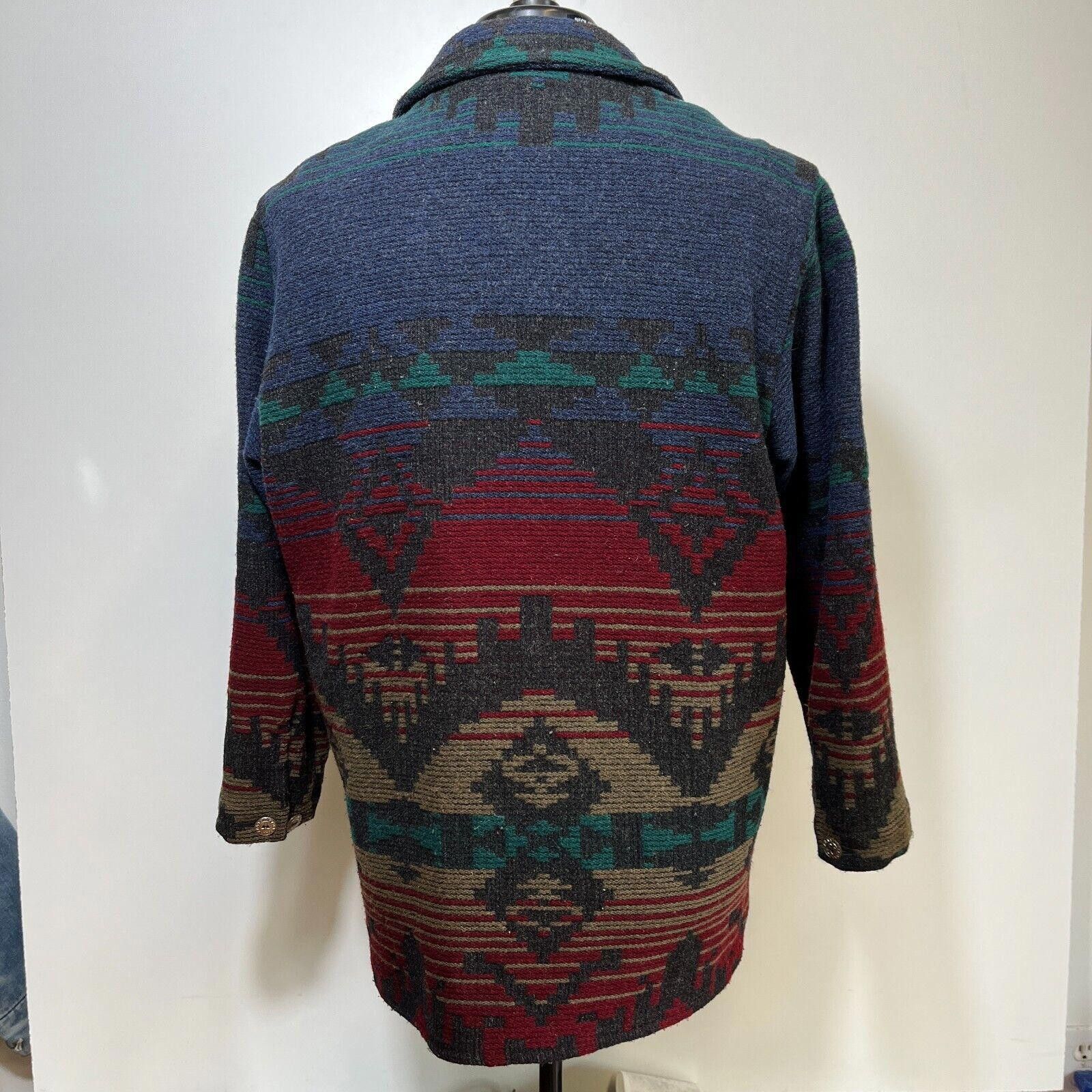 L.L. Bean × Vintage Vintage 90s L.L.Bean Aztec Print Heavy Wool Jacket Size 46/L Size L / US 10 / IT 46 - 4 Thumbnail