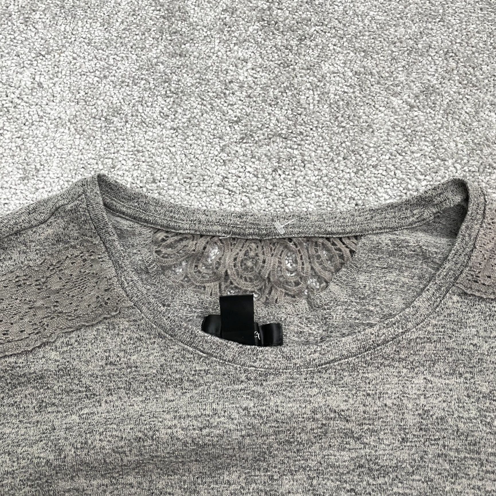 Vintage Style & Co. Tunic Blouse Womens Large Gray Round Neck 3/4 Sleeve Lace Casual Top Size L / US 10 / IT 46 - 3 Thumbnail