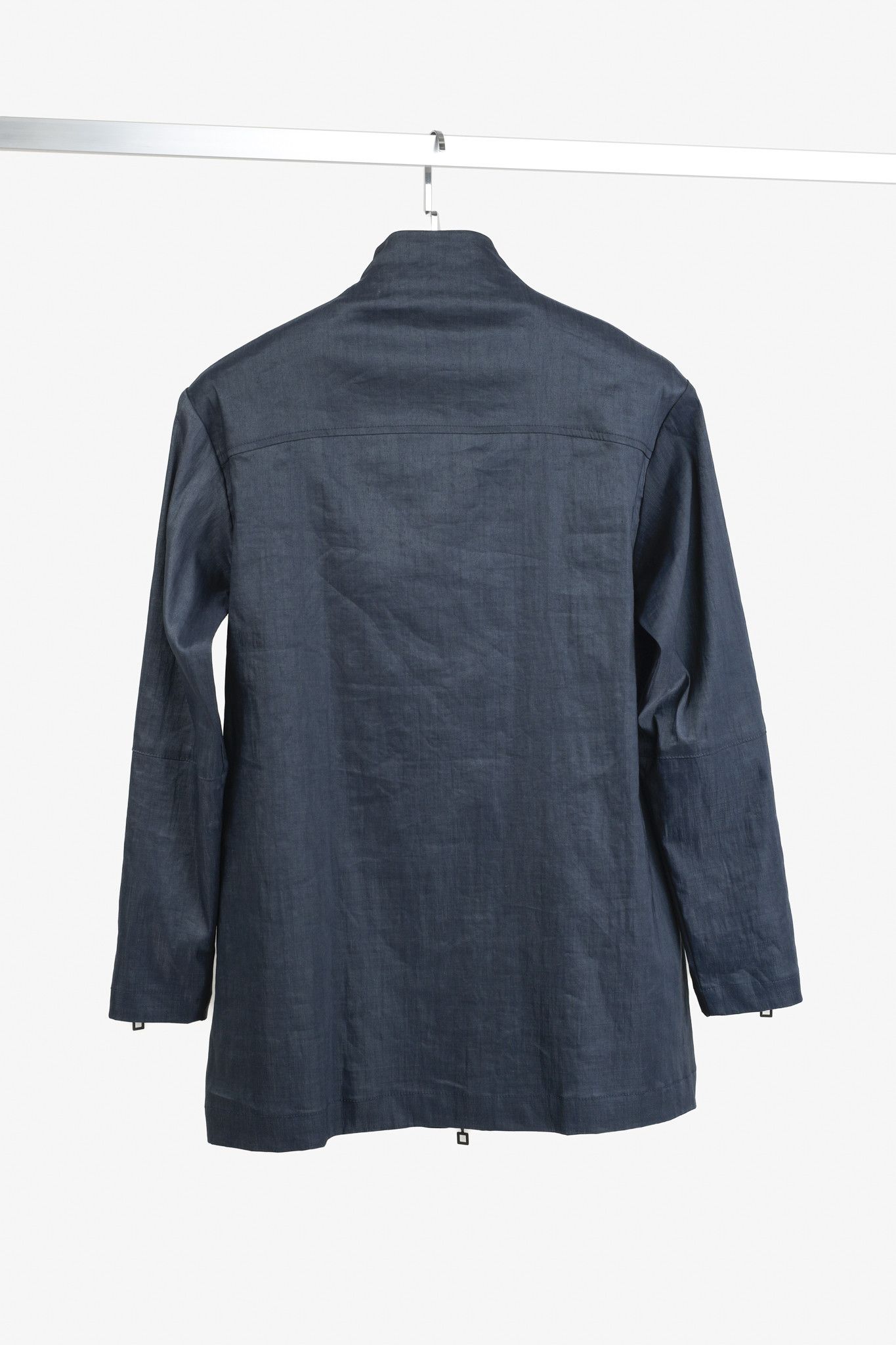 Sarah Pacini Sarah Pacini Navy Stretch Linen Jacket Size S / US 4 / IT 40 - 2 Thumbnail