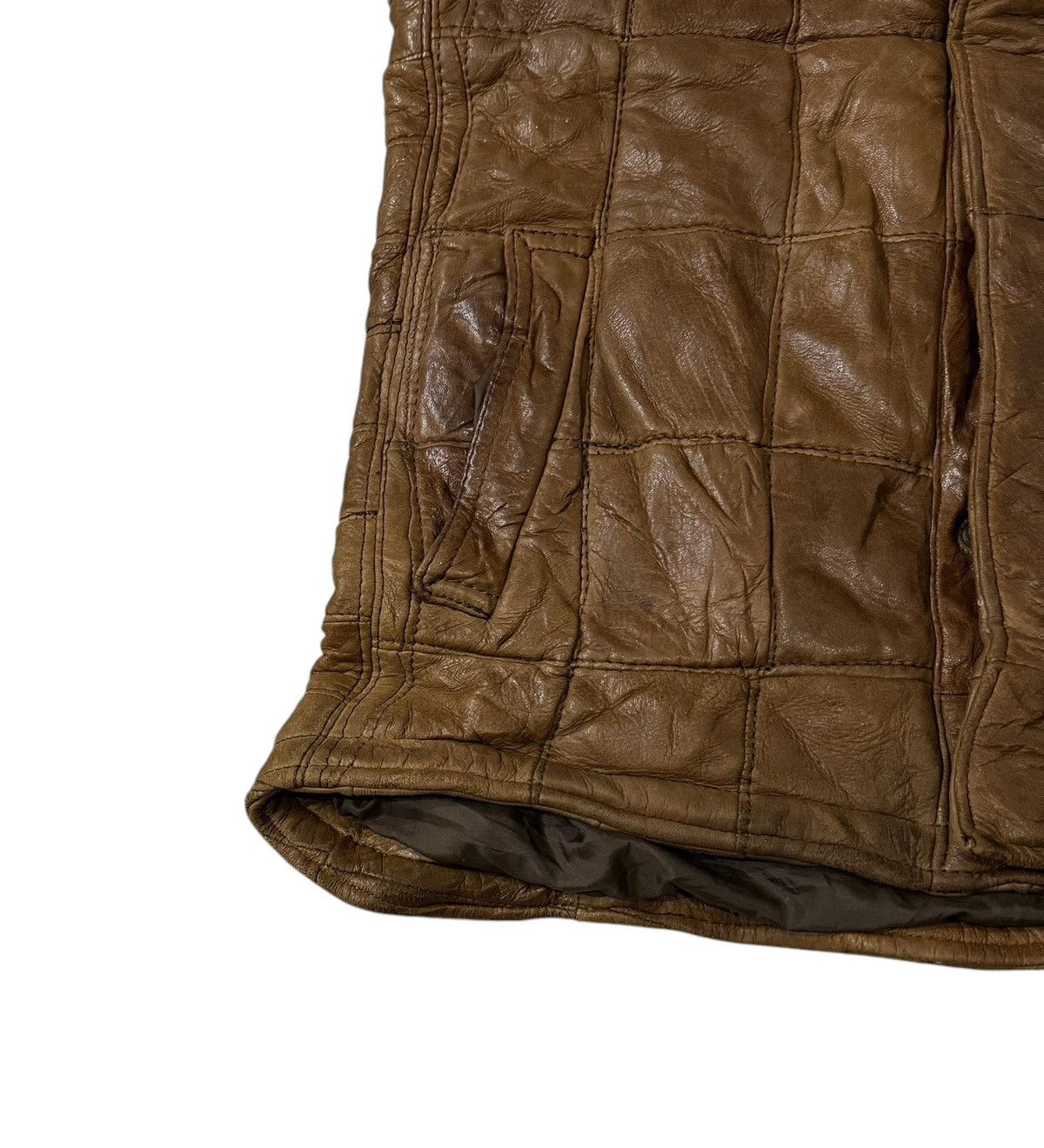 Leather Vintage Tainer Ruttsu Checkered Leather Vest Size US S / EU 44-46 / 1 - 4 Thumbnail