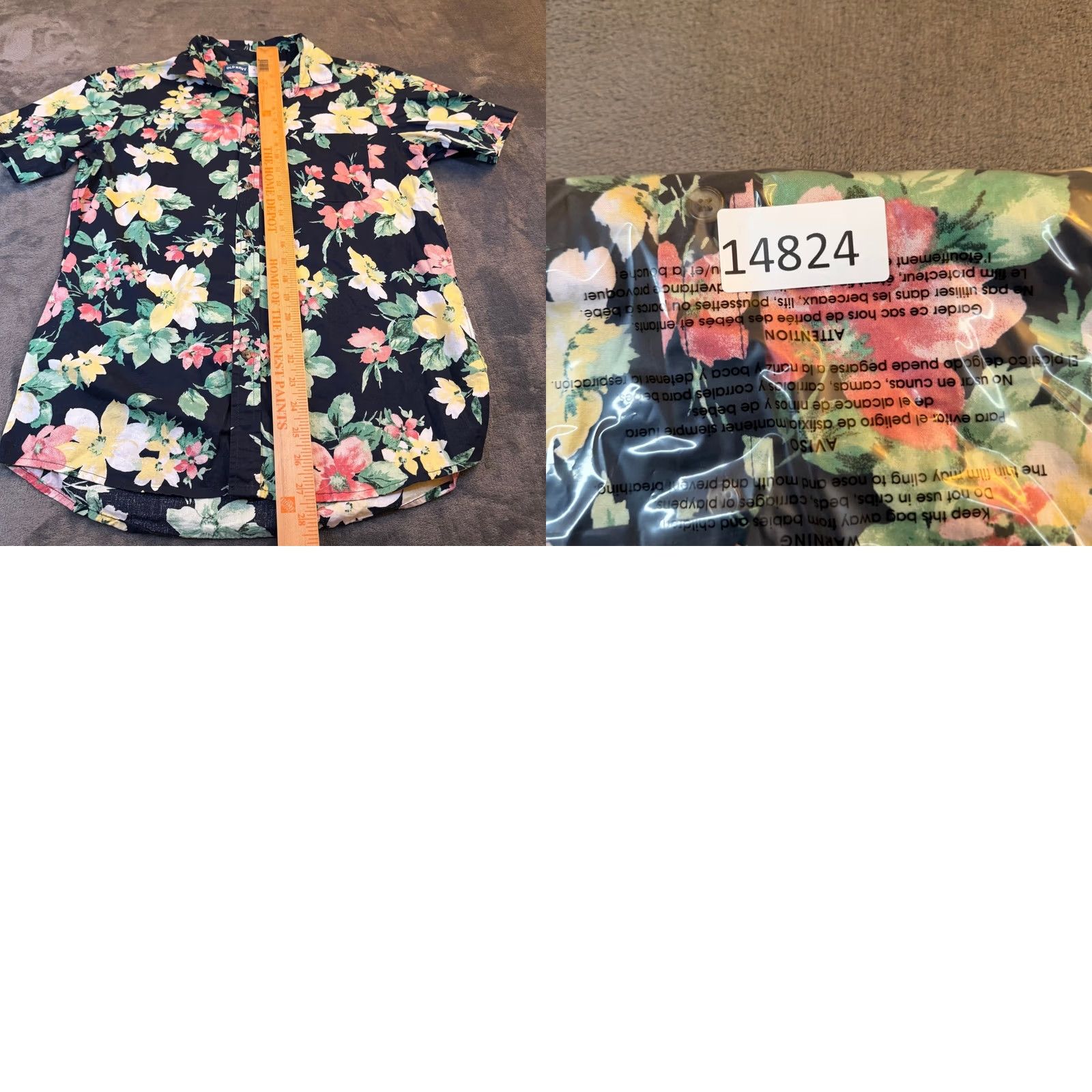 Old Navy Old Navy Button-Up Short Sleeve Floral Print Everyday Shirt Mens Small Black Floral Button-Up Pocketed Shirt Size US S / EU 44-46 / 1 - 8 Thumbnail