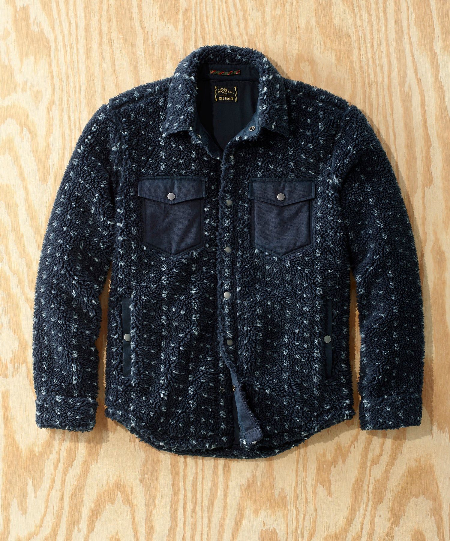 image of L L Bean x Todd Snyder L.l.bean X Todd Snyder Hi-Pile Sherpa Shirt Jacket in Navy, Men's (Size XL)