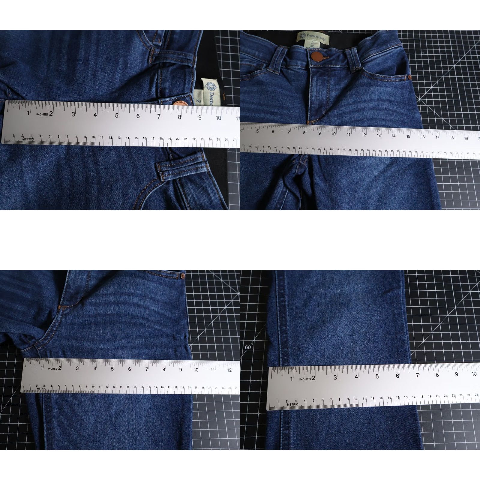 Vintage Democracy Jeans Women's Bootcut Denim 2 27 x 30.5 Regular Blue 90s Hipster Retro Pockets Stretch Inseam 30.5 Zip Fly Denim Size 26" / US 2 / IT 38 - 8 Thumbnail