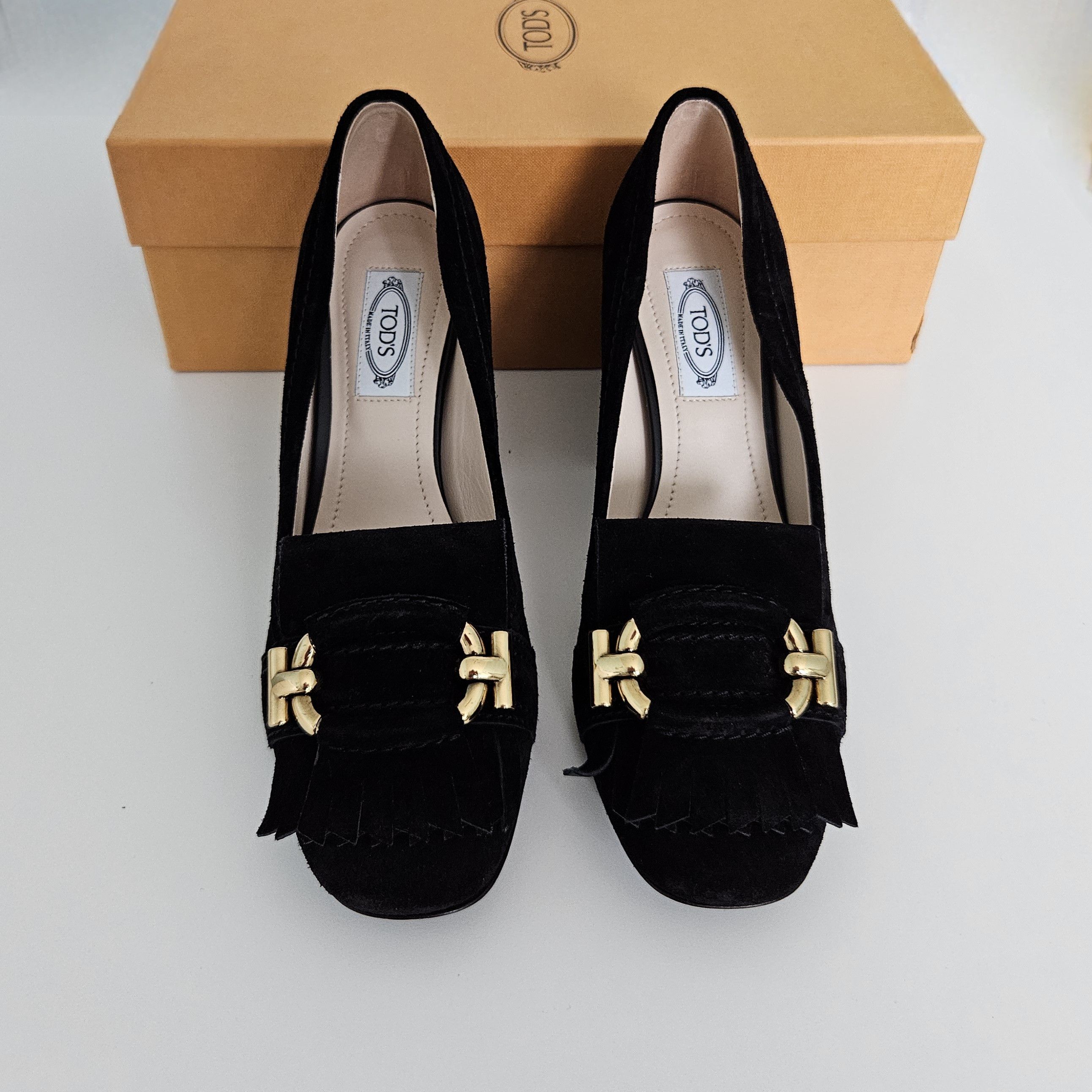 Tod's Tod’s Black Suede Block Heel Pumps - Size US 6.5/EU 36.5,New Size US 6.5 / IT 36.5 - 3 Thumbnail