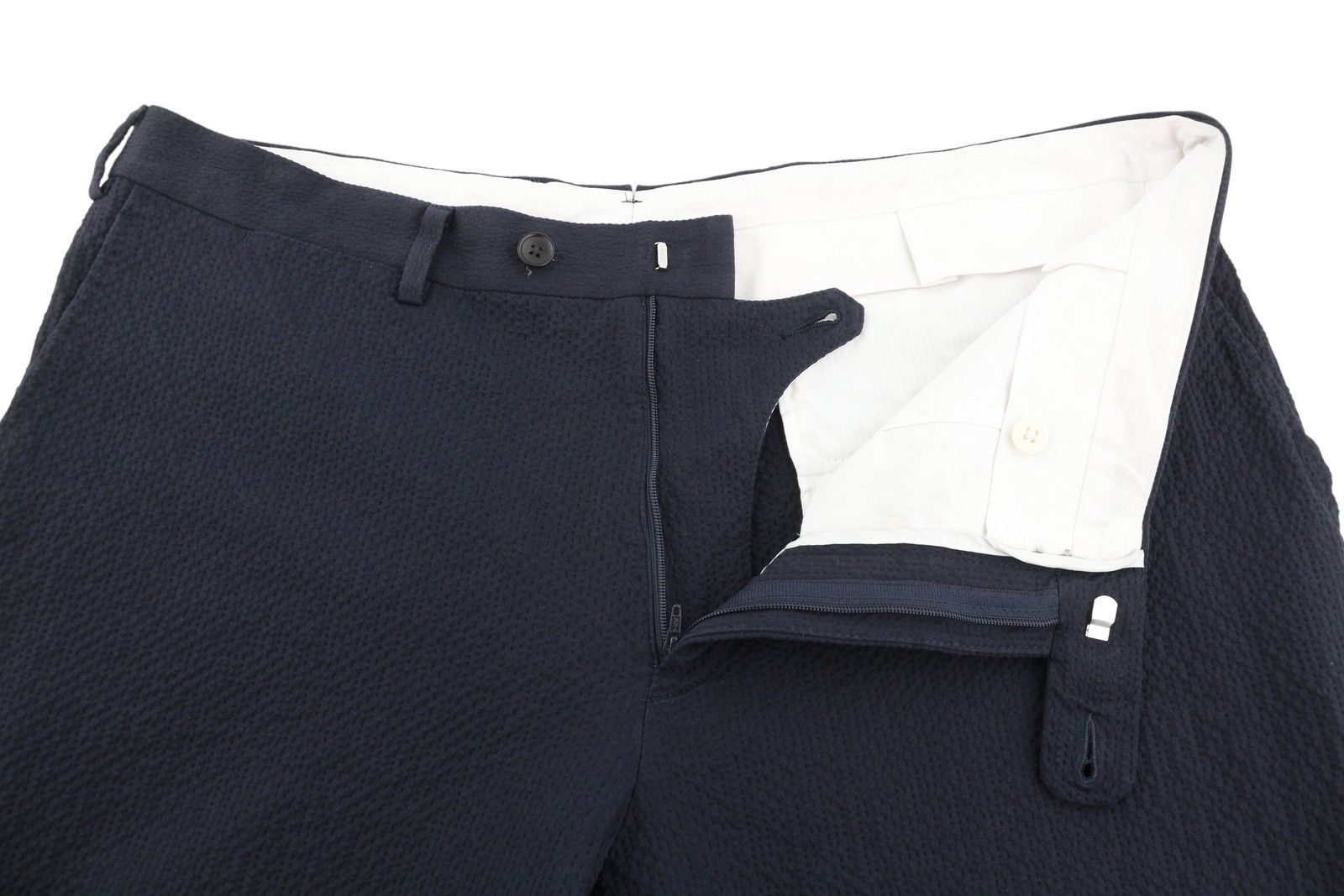Suitsupply SOHO UK46R Dark Blue Seersucker Tapered Trousers 86721 Size 46R - 4 Thumbnail