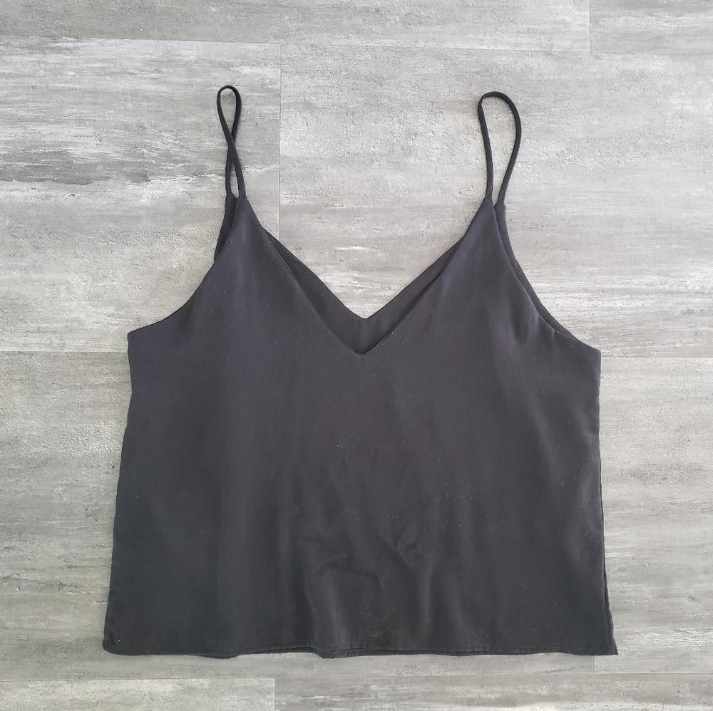 Designer Black Classic Double Layered Cropped Cami Size M / US 6-8 / IT 42-44 - 2 Thumbnail