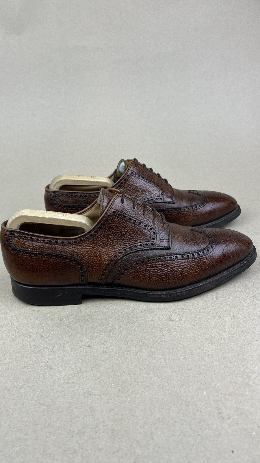 Crockett & Jones CROCKETT & JONES Swansea Derby Brogues Leather Shoes Brown Size US 11 / EU 44 - 8 Thumbnail