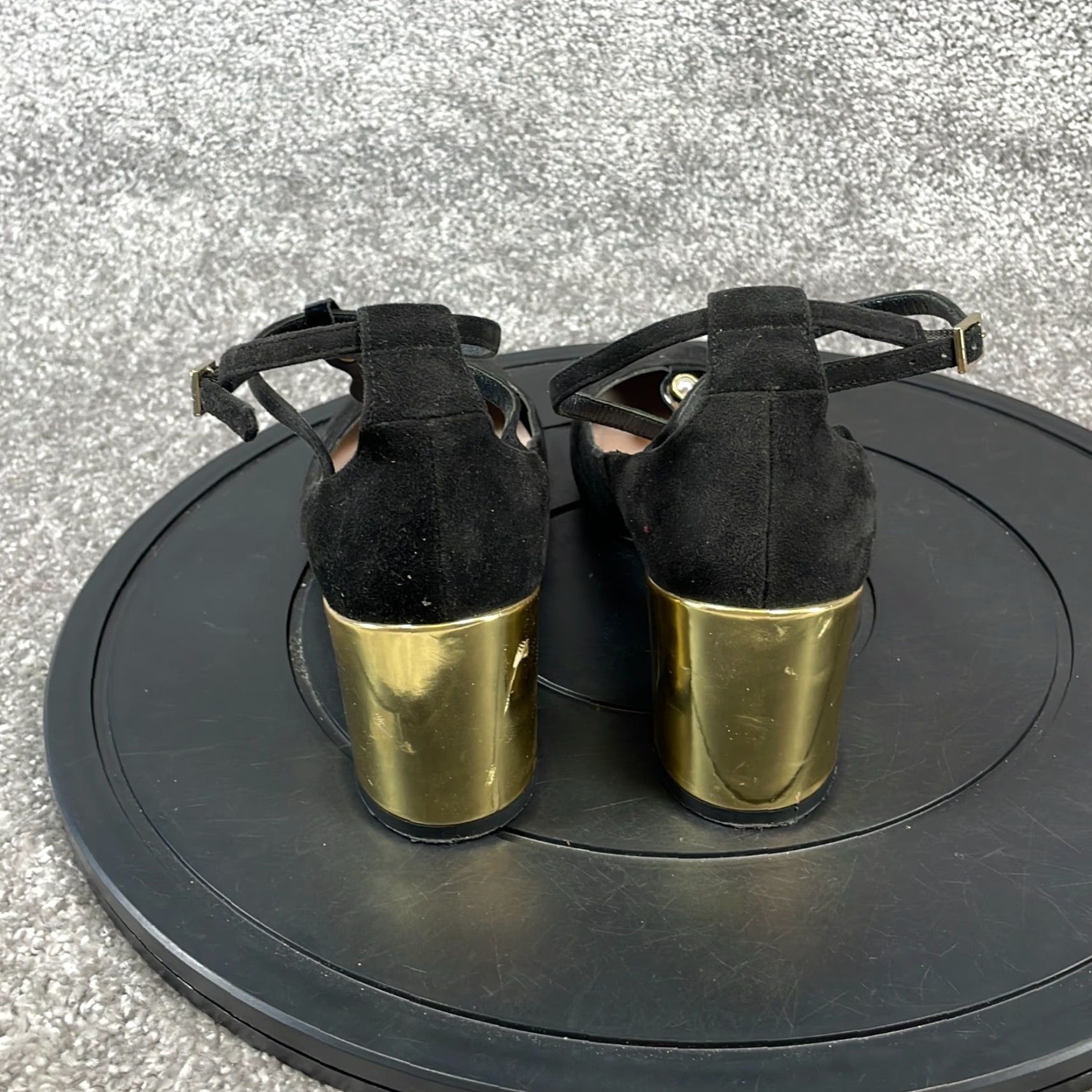 Melissa Kate Spade Heels Women's Size 9.5 M Elissa Pearl Buckle T-Strap Black Suede Size US 10 / IT 40 - 7 Thumbnail