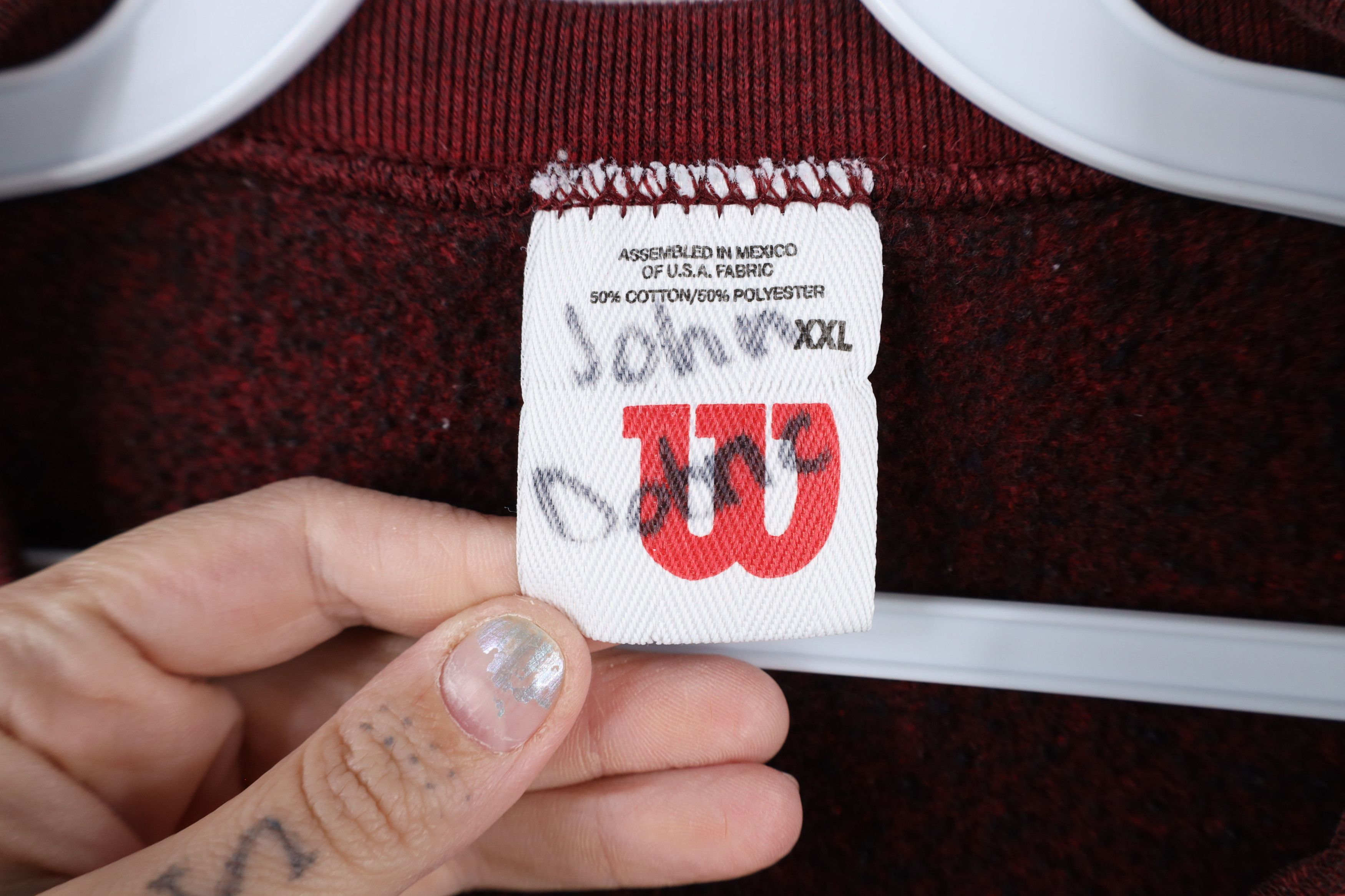Vintage Vintage 90s Wilson Blank Crewneck Sweatshirt Heather Red Size US XXL / EU 58 / 5 - 4 Thumbnail