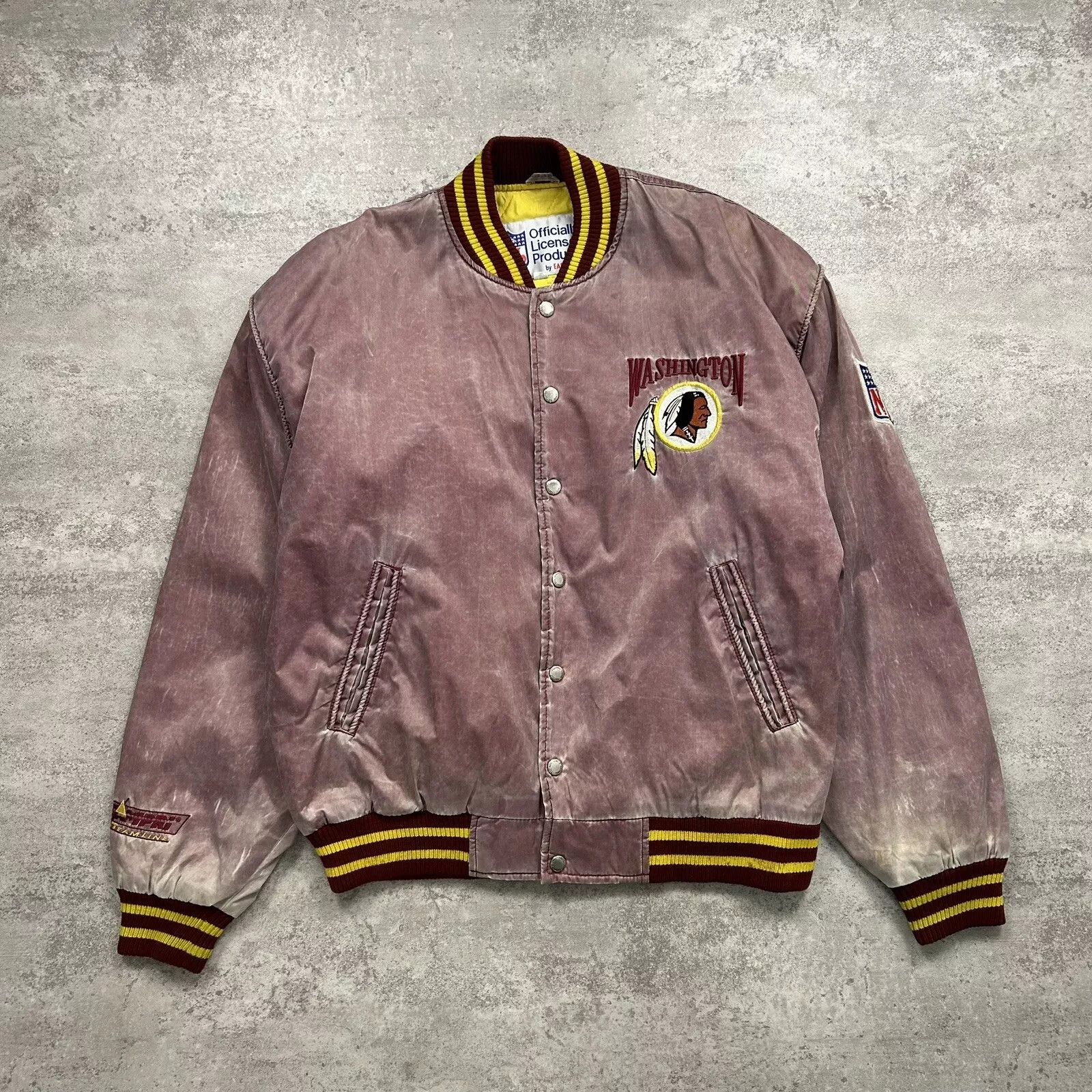 NFL × Vintage WASHINGTON REDSKINS EAST POINT STONE WASH BOMBER JACKET Size US L / EU 52-54 / 3 - 2 Thumbnail