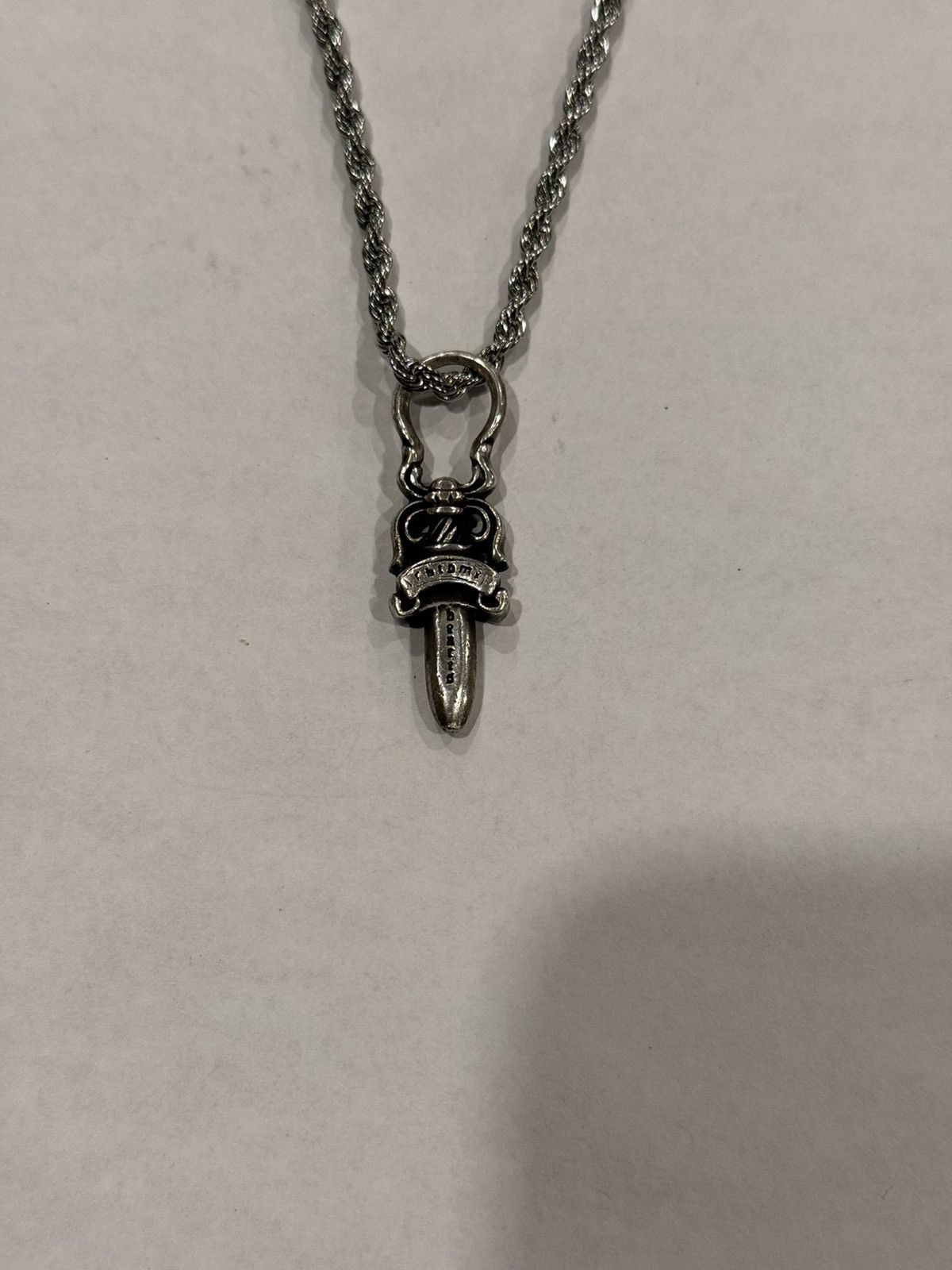 Chrome Hearts Dagger Pendant Rope Chain Necklace Silver 925