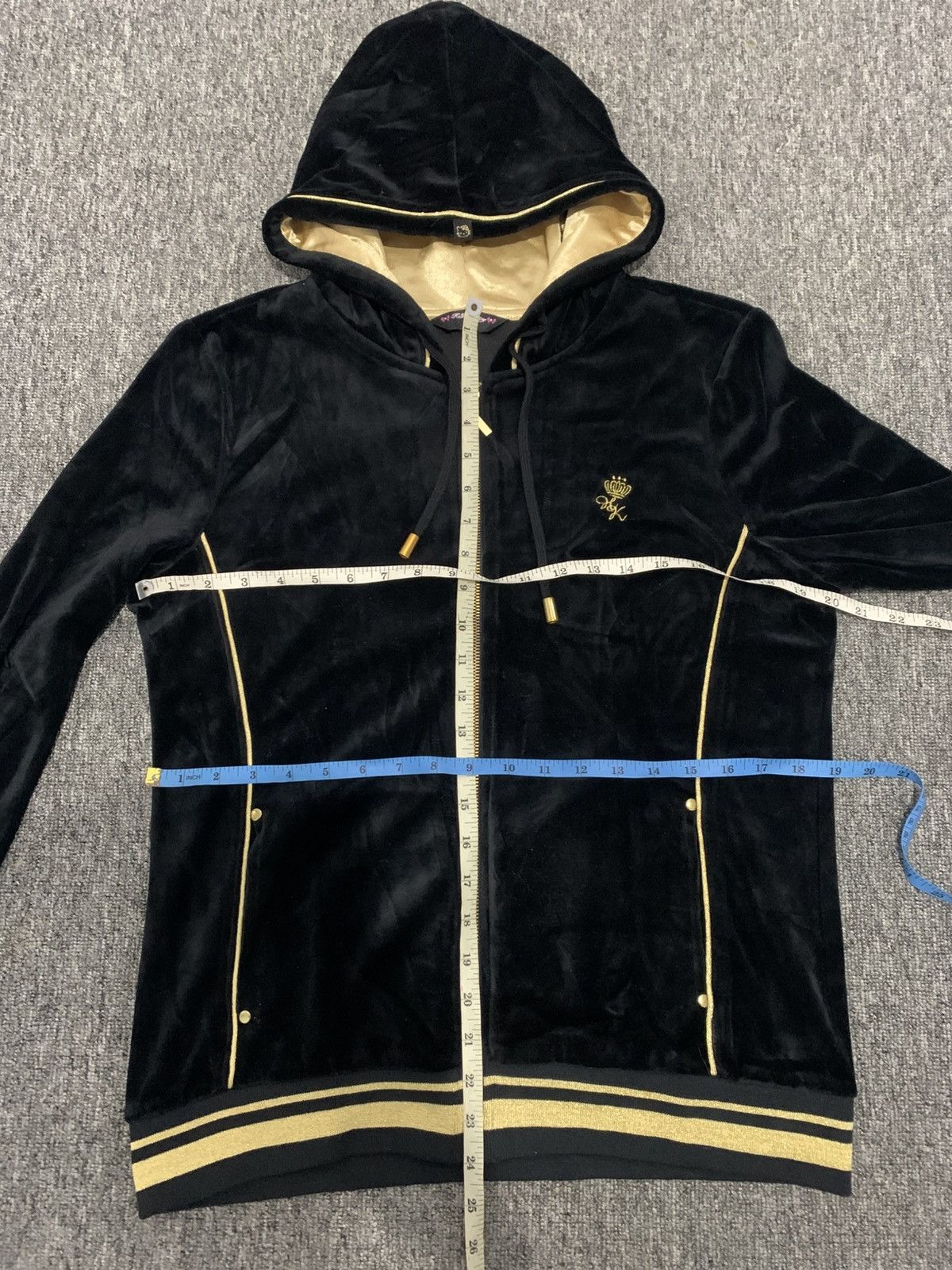 Beauty Beast Hello Kitty Velvet Elegant Black Gold Hoodie Zip Jacket Size L / US 10 / IT 46 - 7 Thumbnail