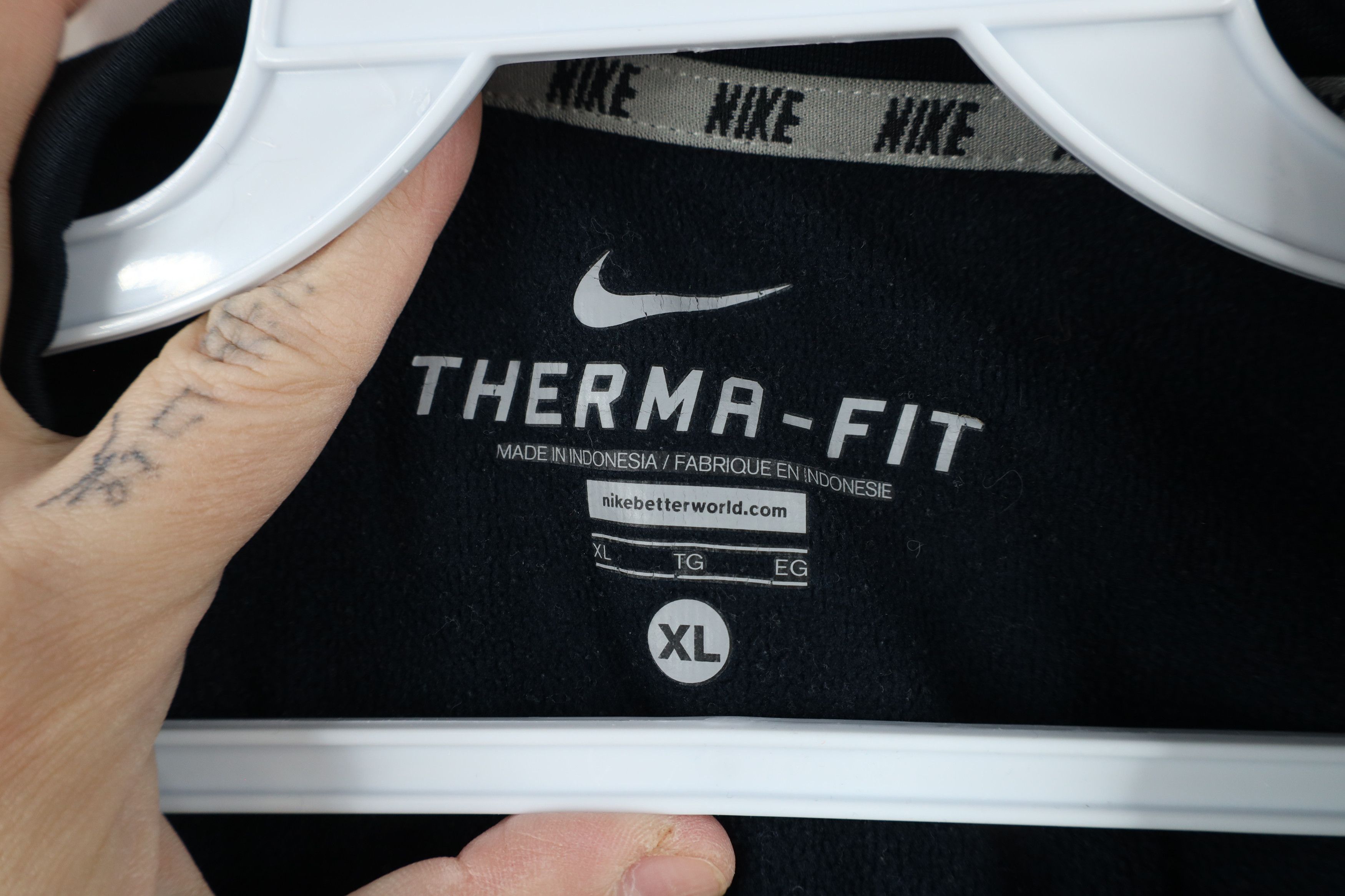 Nike × Vintage Vintage Y2K Nike Therma Fit Monochrome Lined Sweatshirt Size US XL / EU 56 / 4 - 7 Thumbnail