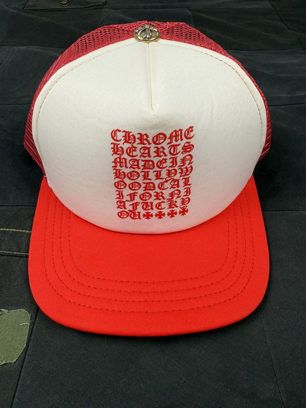 Chrome Hearts Red Eyechart Trucker Hat Size ONE SIZE - 1 Thumbnail