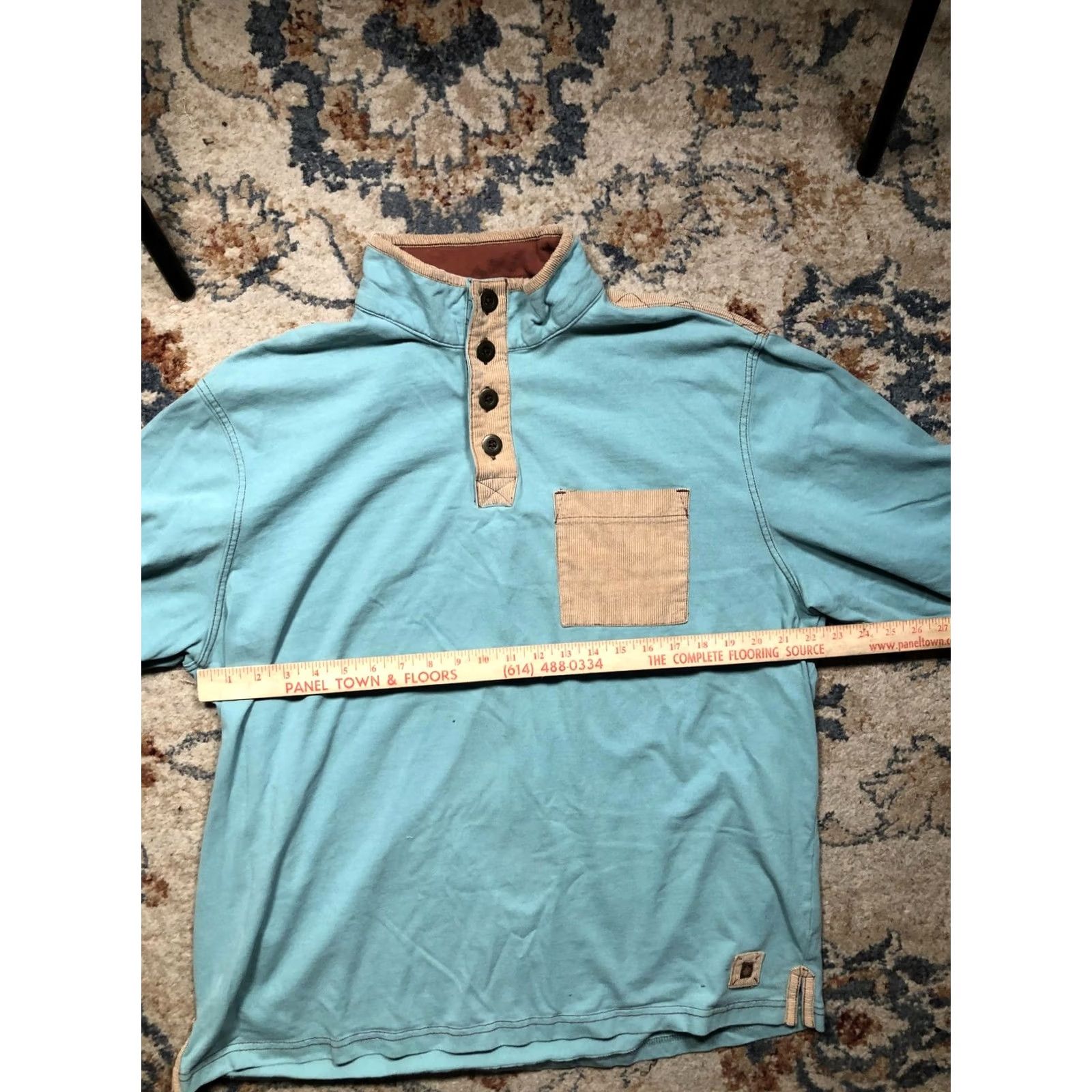 The Territory Ahead Territory Ahead Shirt Mens XL Blue Mock Neck Quilted Elbow Patch Pullover Size US XL / EU 56 / 4 - 7 Thumbnail