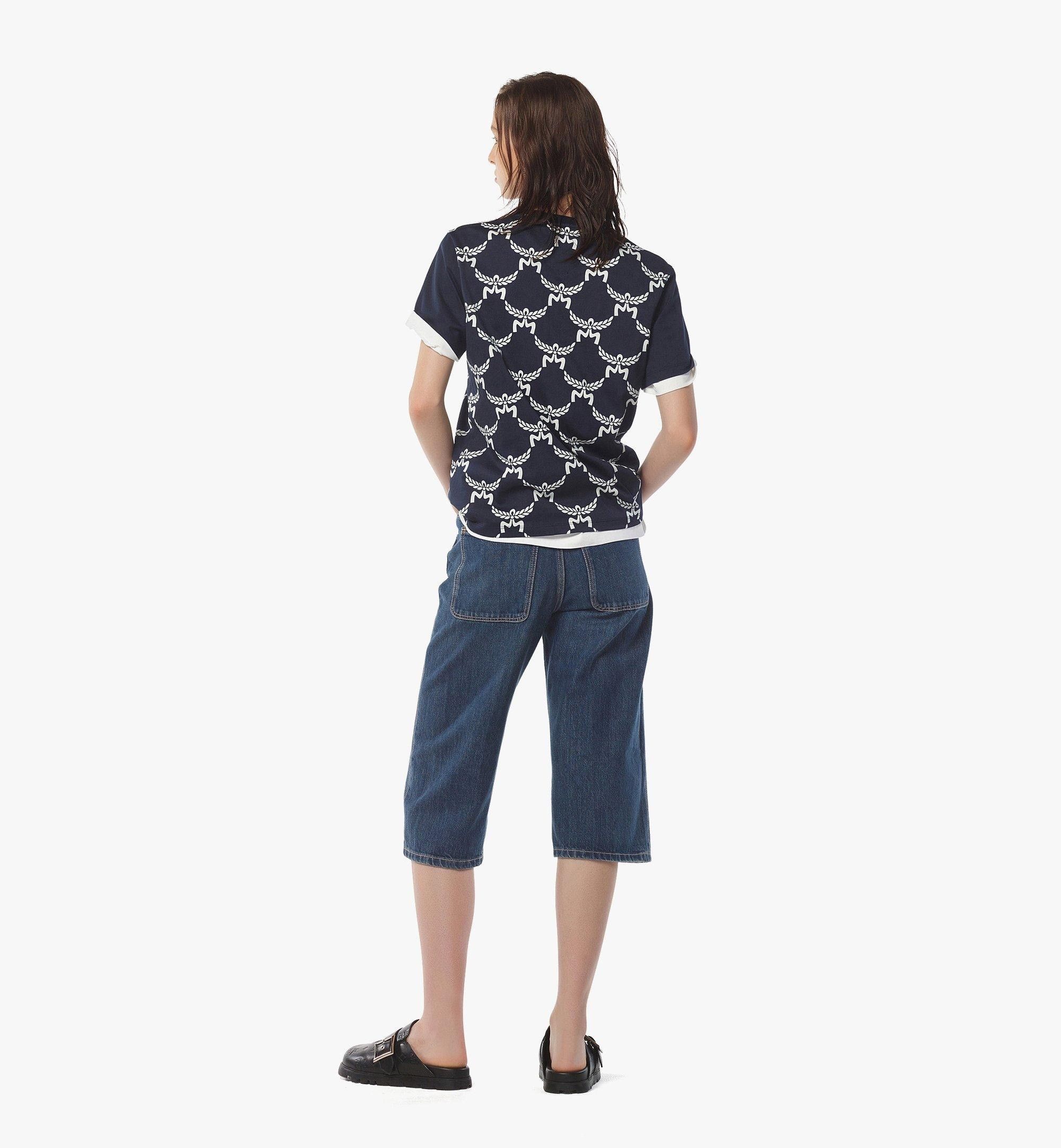 MCM o1mt1gz0126 Lauretos Monogram T-Shirt in Blue Size L / US 10 / IT 46 - 5 Thumbnail